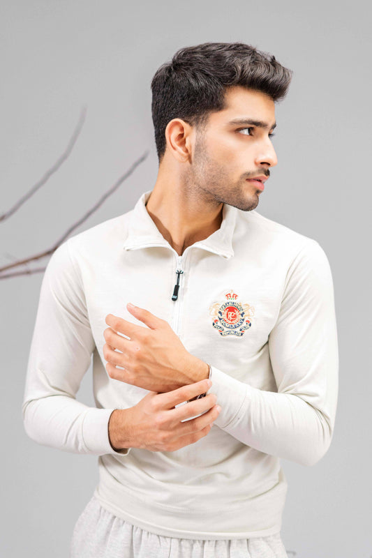 Polo Republica Men's Quarter Zipper Lion Crest Embroidered Terry Sweat Shirt Men's Sweat Shirt Polo Republica