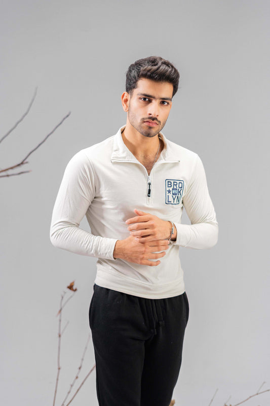 Polo Republica Men's Quarter Zipper Brooklyn NYC Embroidered Terry Sweat Shirt Men's Sweat Shirt Polo Republica