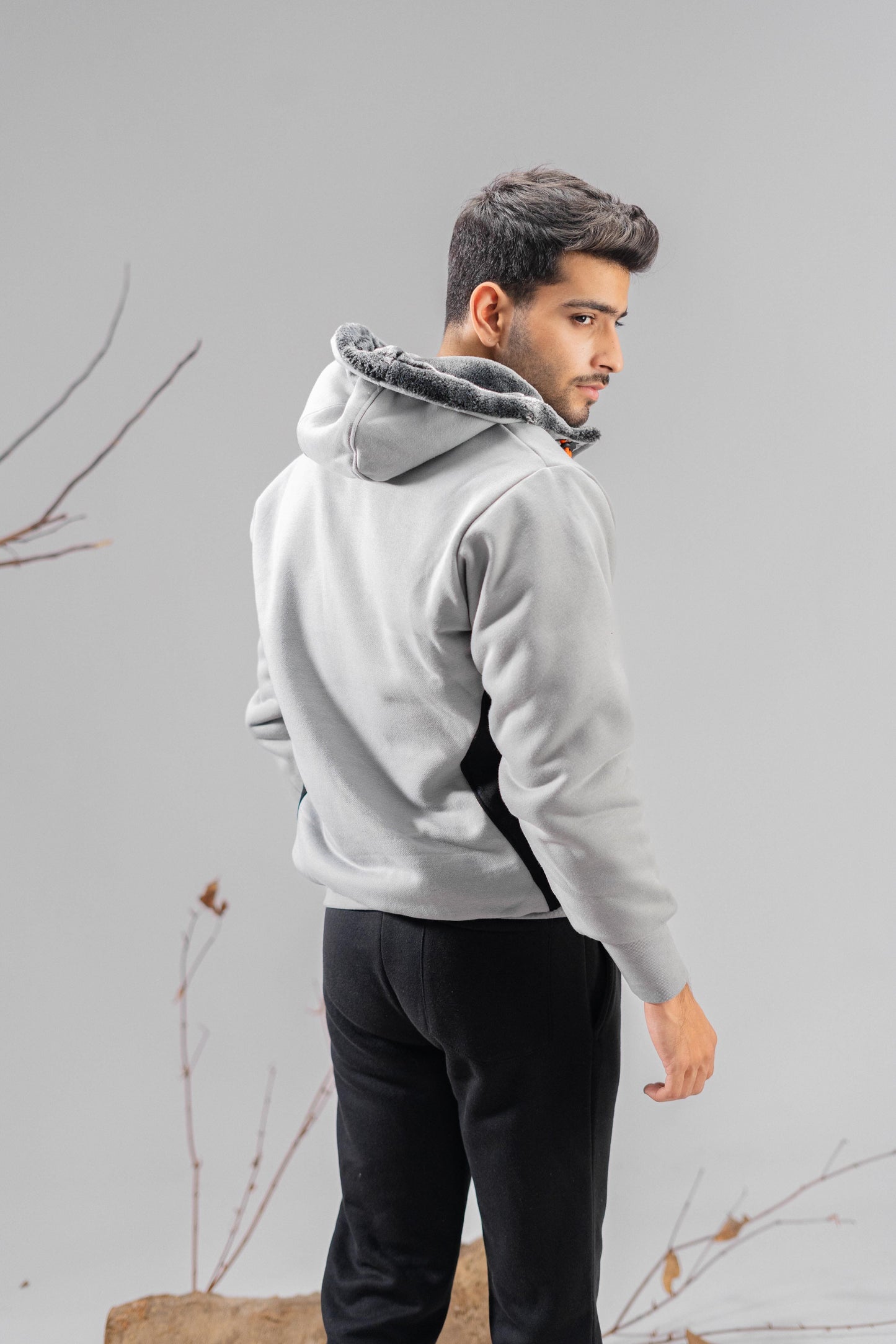 Axinite Unisex AX 96 Contrast Panel Fleece Zipper Hoodie Unisex Zipper Hoodie Image