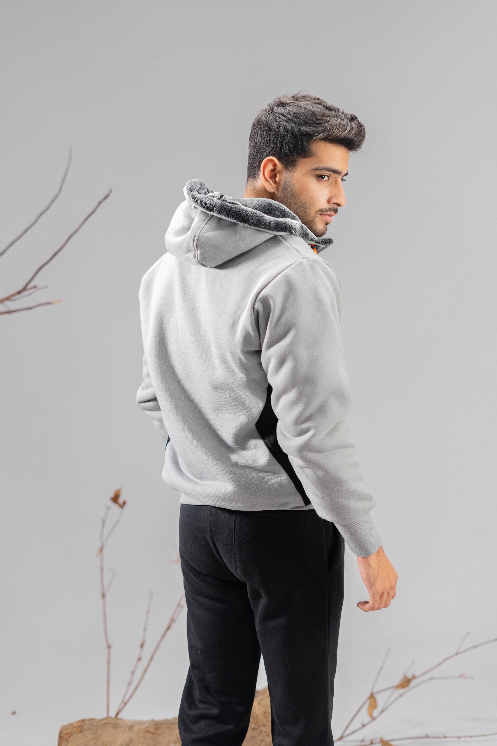 Axinite Unisex AX 96 Contrast Panel Fleece Zipper Hoodie Unisex Zipper Hoodie Image