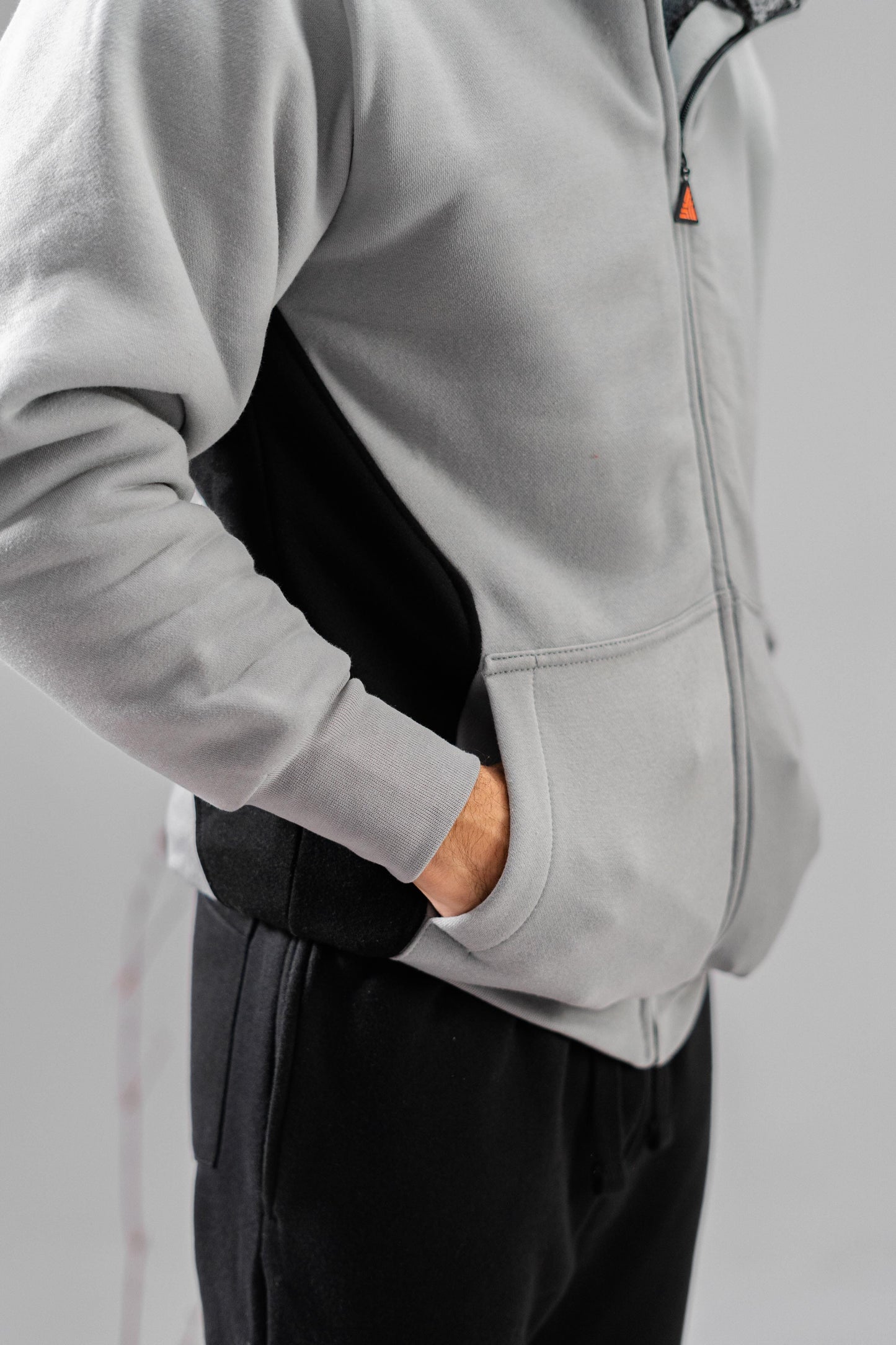 Axinite Unisex AX 96 Contrast Panel Fleece Zipper Hoodie Unisex Zipper Hoodie Image