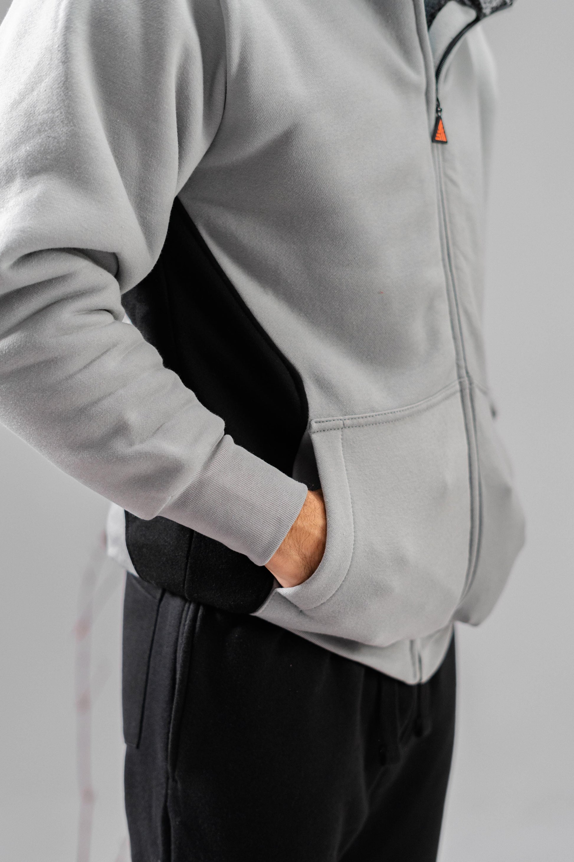 Axinite Unisex AX 96 Contrast Panel Fleece Zipper Hoodie Unisex Zipper Hoodie Image