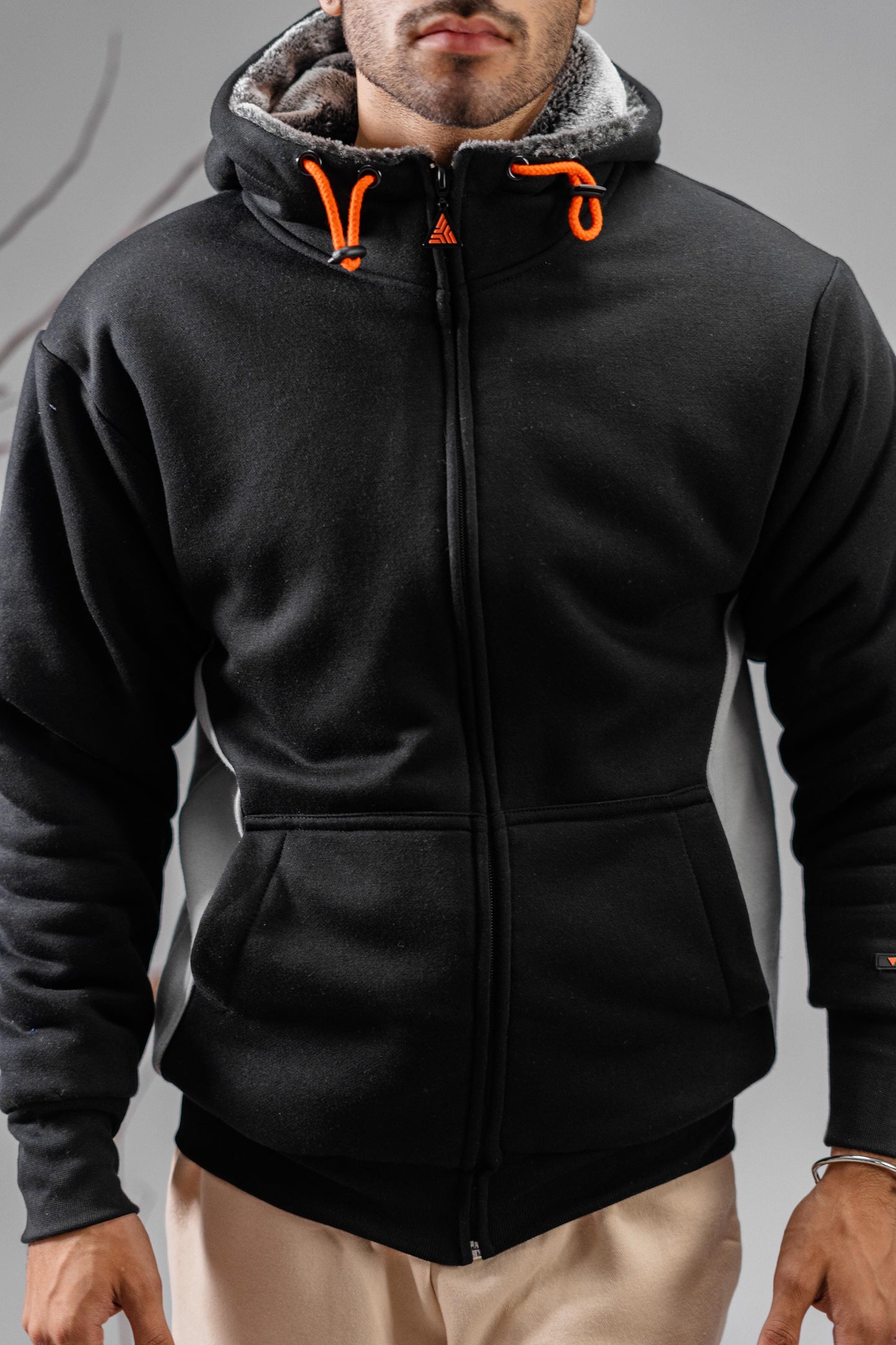 Axinite Unisex AX 96 Contrast Panel Fleece Zipper Hoodie Unisex Zipper Hoodie Image