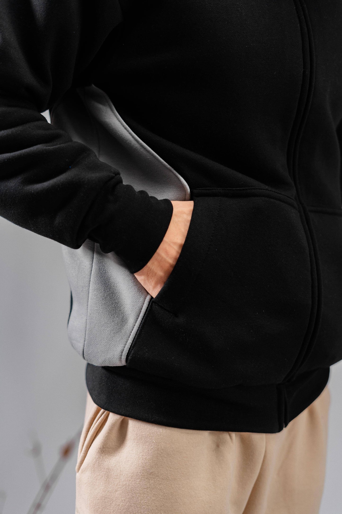 Axinite Unisex AX 96 Contrast Panel Fleece Zipper Hoodie Unisex Zipper Hoodie Image