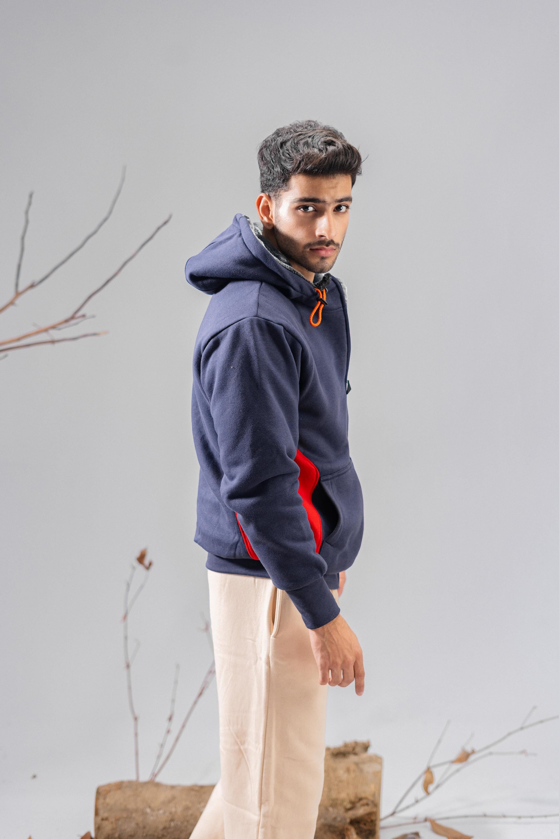 Axinite Unisex AX 96 Contrast Panel Fleece Zipper Hoodie Unisex Zipper Hoodie Image