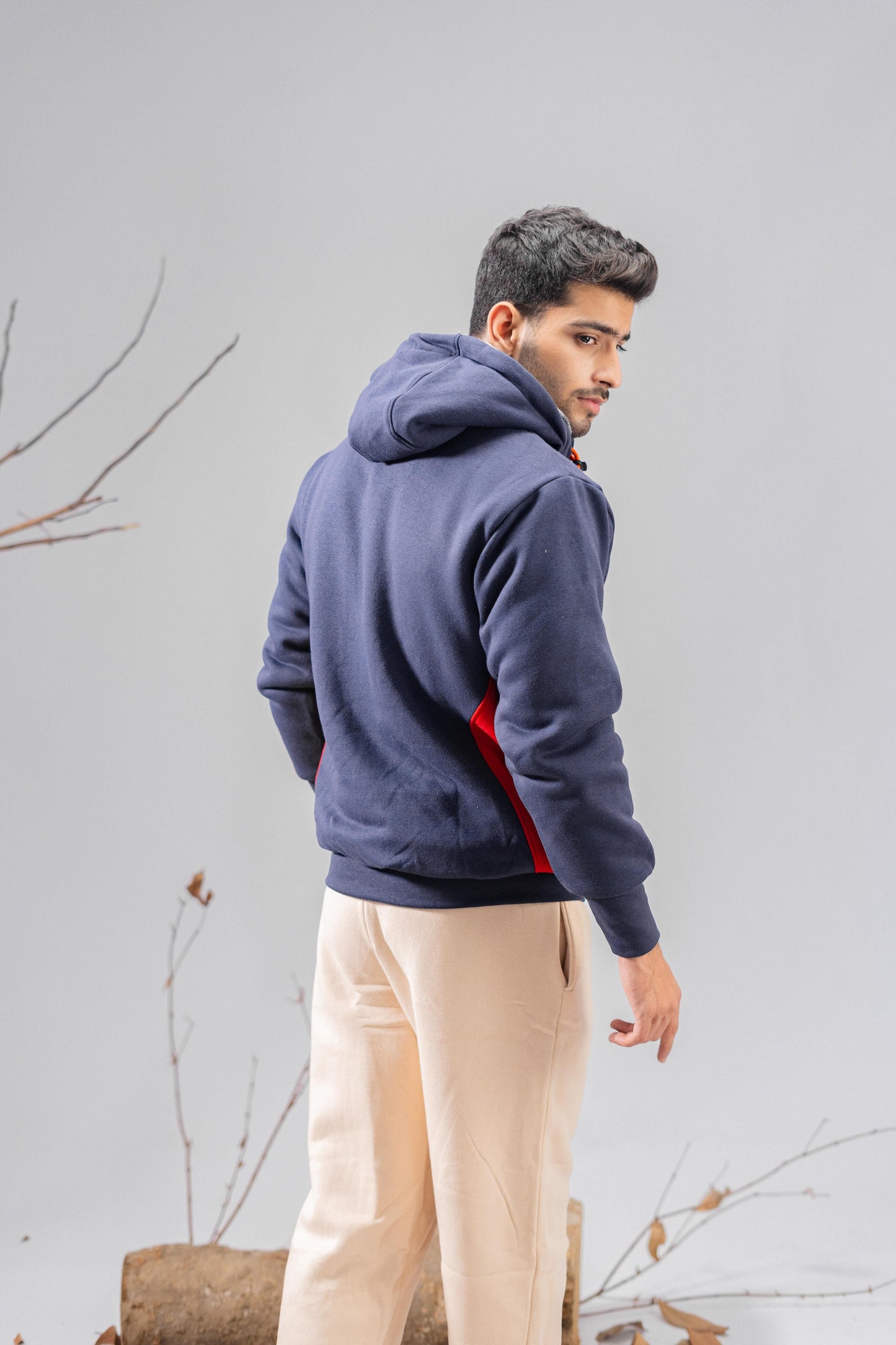 Axinite Unisex AX 96 Contrast Panel Fleece Zipper Hoodie Unisex Zipper Hoodie Image