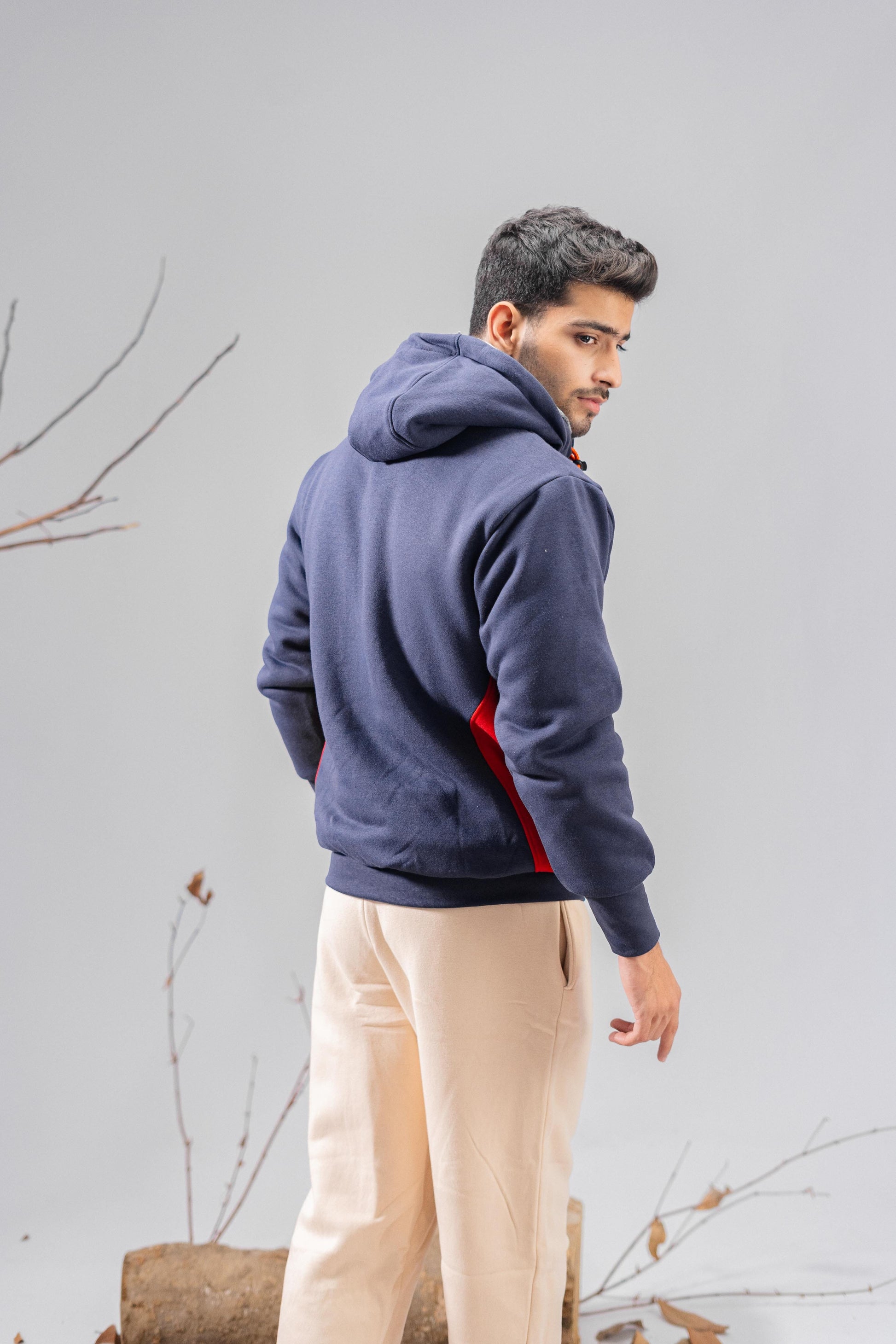 Axinite Unisex AX 96 Contrast Panel Fleece Zipper Hoodie Unisex Zipper Hoodie Image