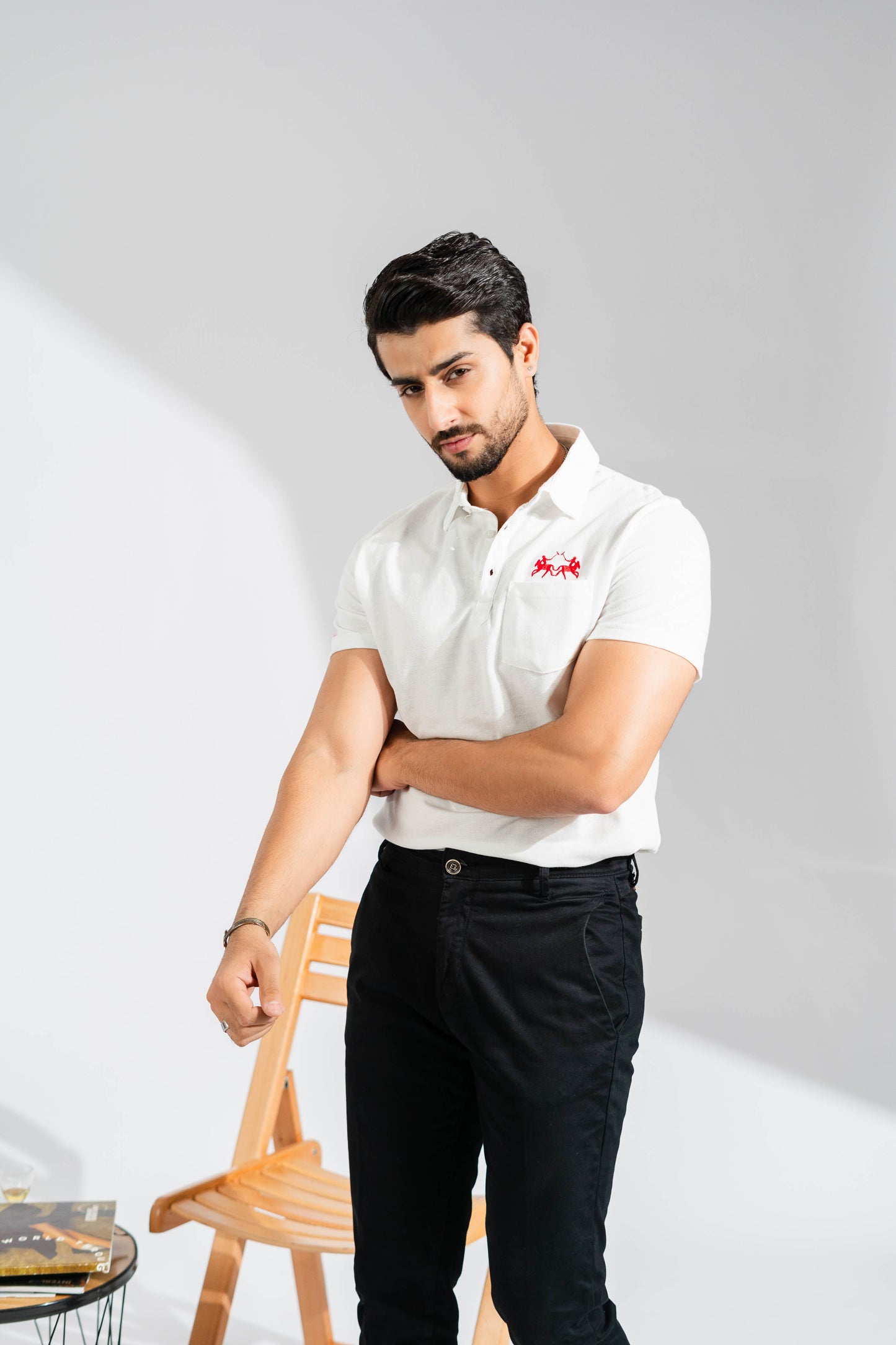 Polo Republica Men's Double Pony & Polo Embroidered Pocket Polo Shirt