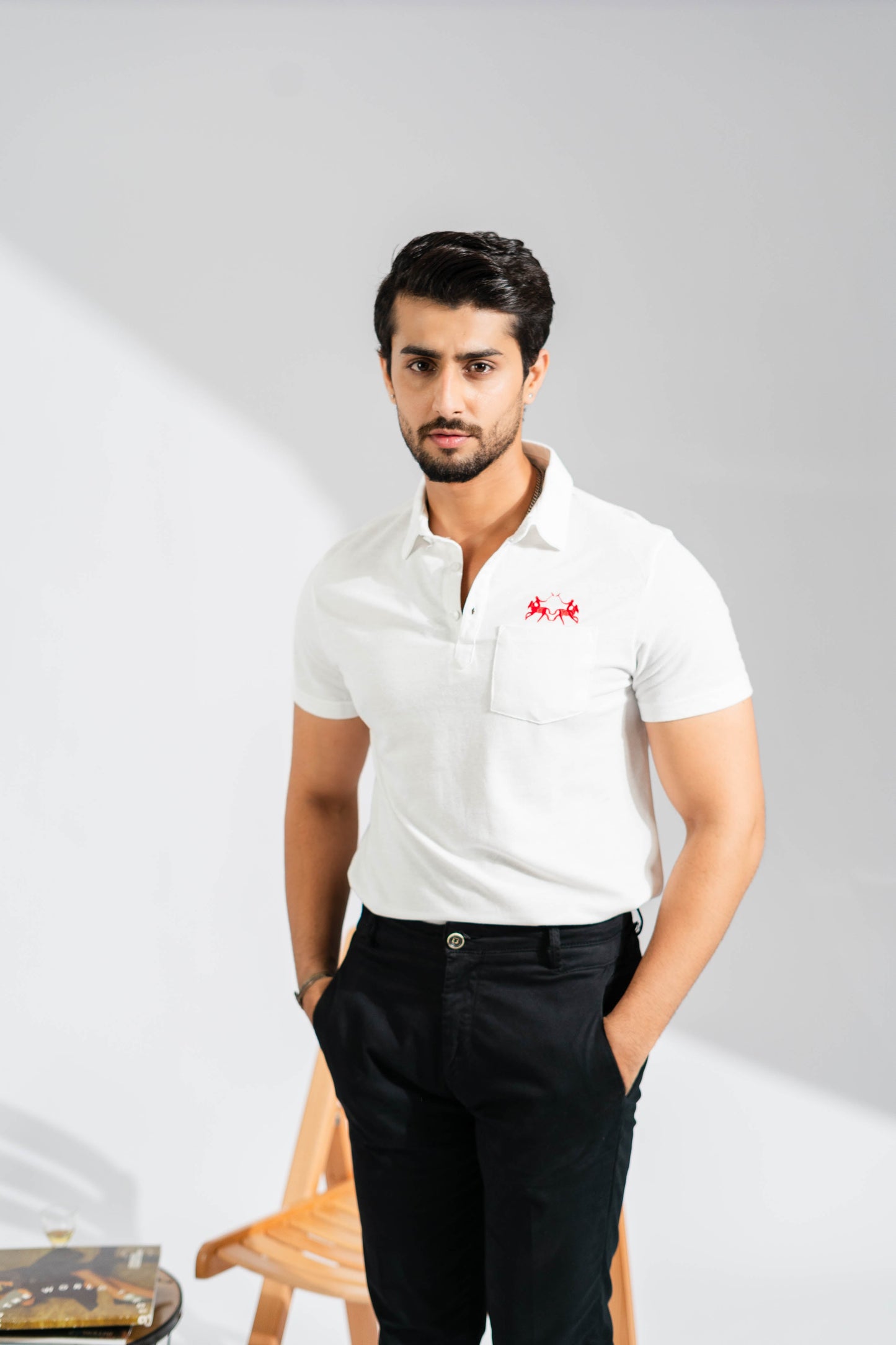 Polo Republica Men's Double Pony & Polo Embroidered Pocket Polo Shirt