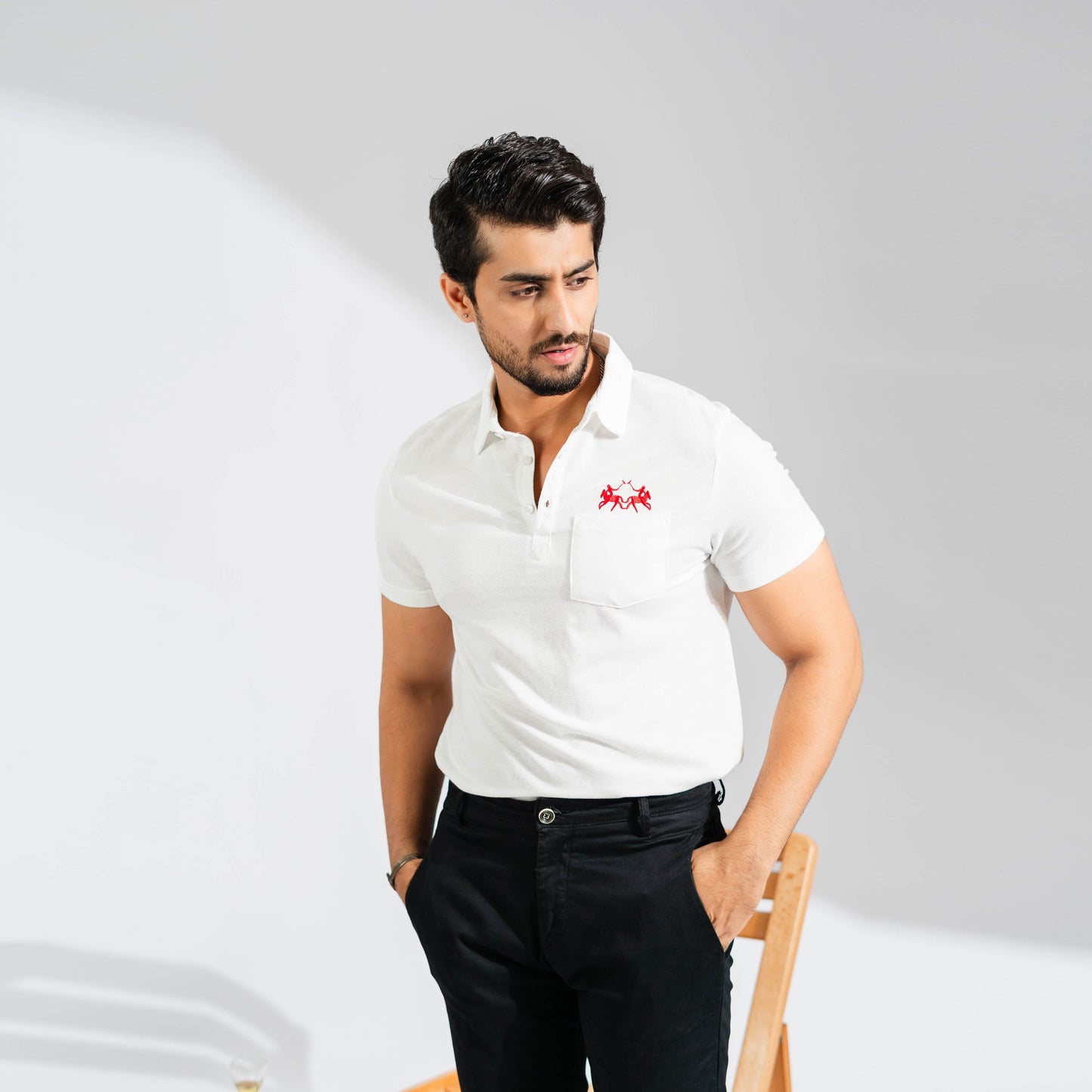 Polo Republica Men's Double Pony & Polo Embroidered Pocket Polo Shirt