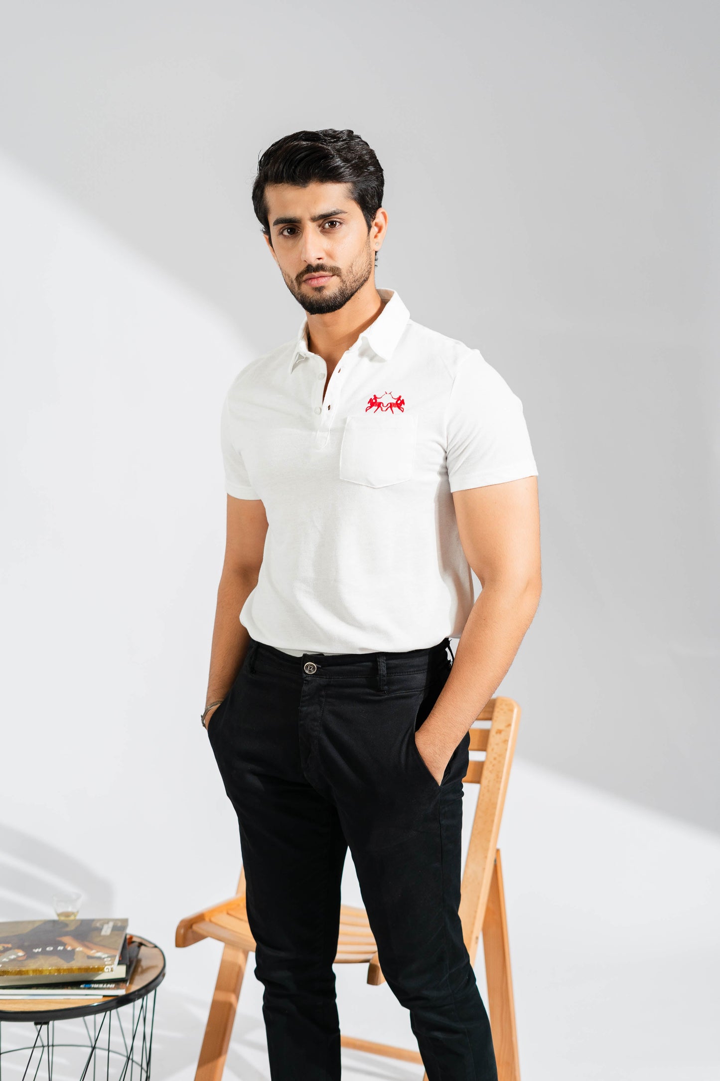 Polo Republica Men's Double Pony & Polo Embroidered Pocket Polo Shirt