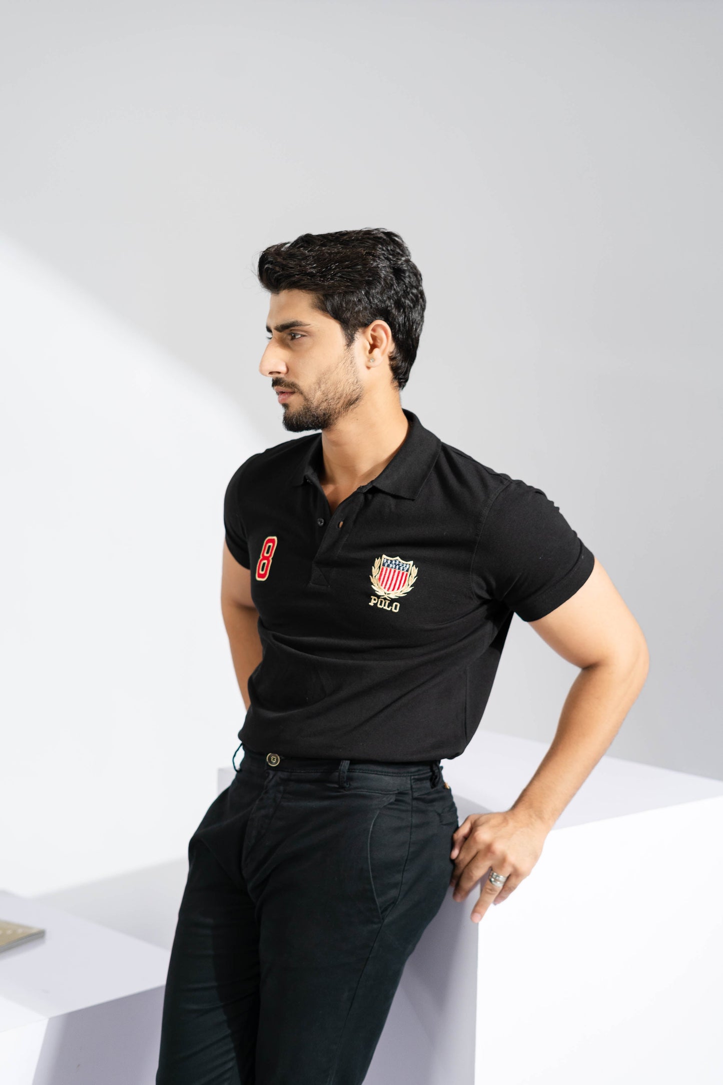 Polo Republica Men's USA Crest & 8 Embroidered Short Sleeve Polo Shirt