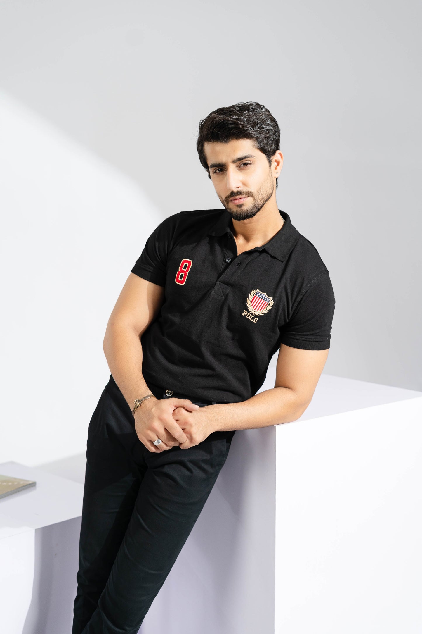 Polo Republica Men's USA Crest & 8 Embroidered Short Sleeve Polo Shirt