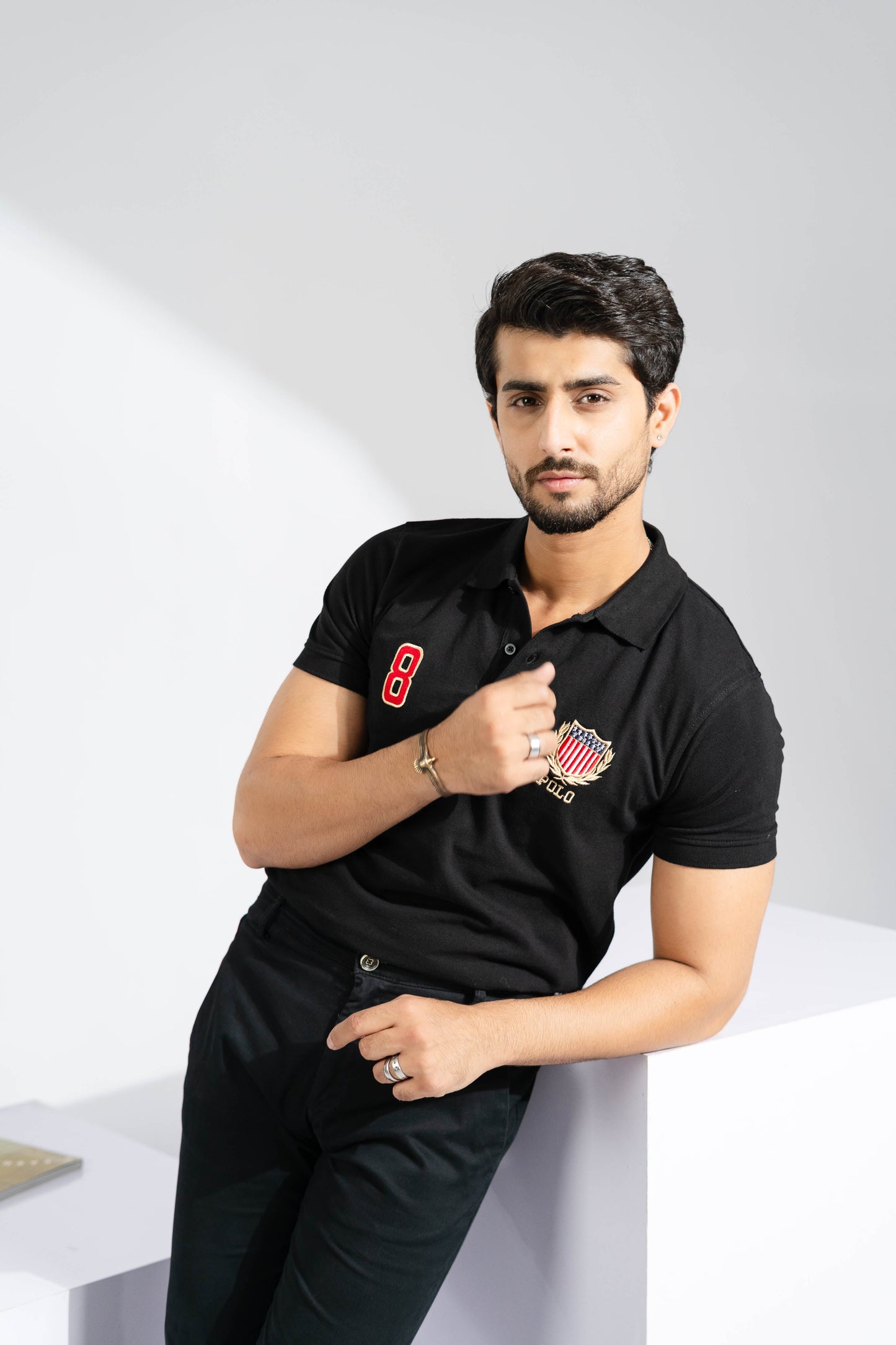 Polo Republica Men's USA Crest & 8 Embroidered Short Sleeve Polo Shirt