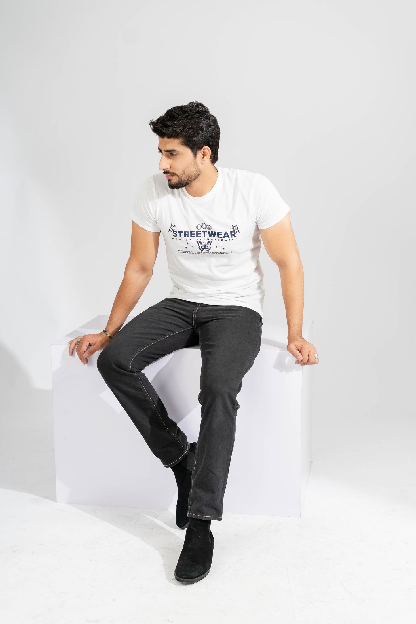 Polo Republica Men's Streetwear World Wide Printed Crew Neck Tee Shirt