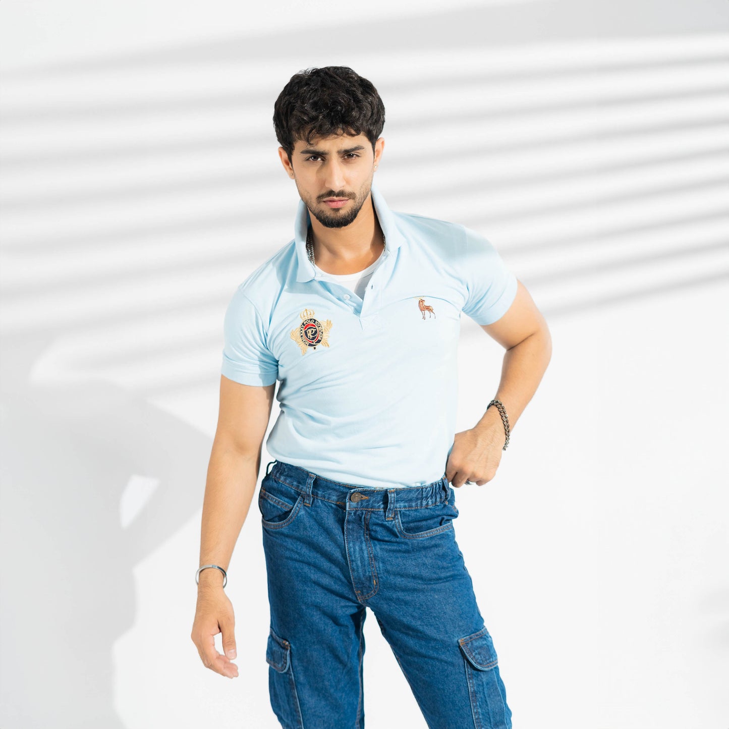 Polo Republica Men's Moose & PRC Crest Embroidered Short Sleeve Polo Shirt