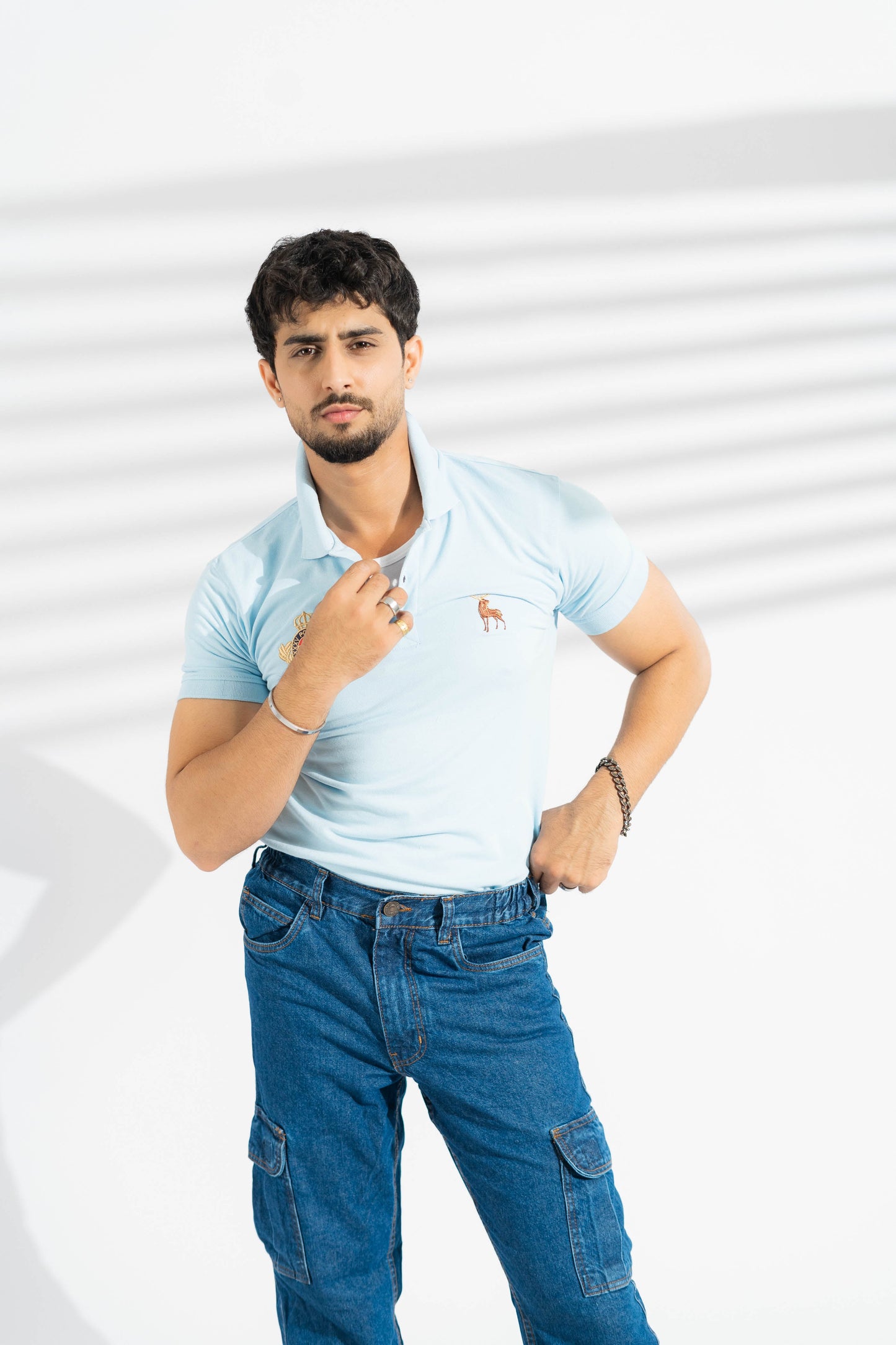 Polo Republica Men's Moose & PRC Crest Embroidered Short Sleeve Polo Shirt