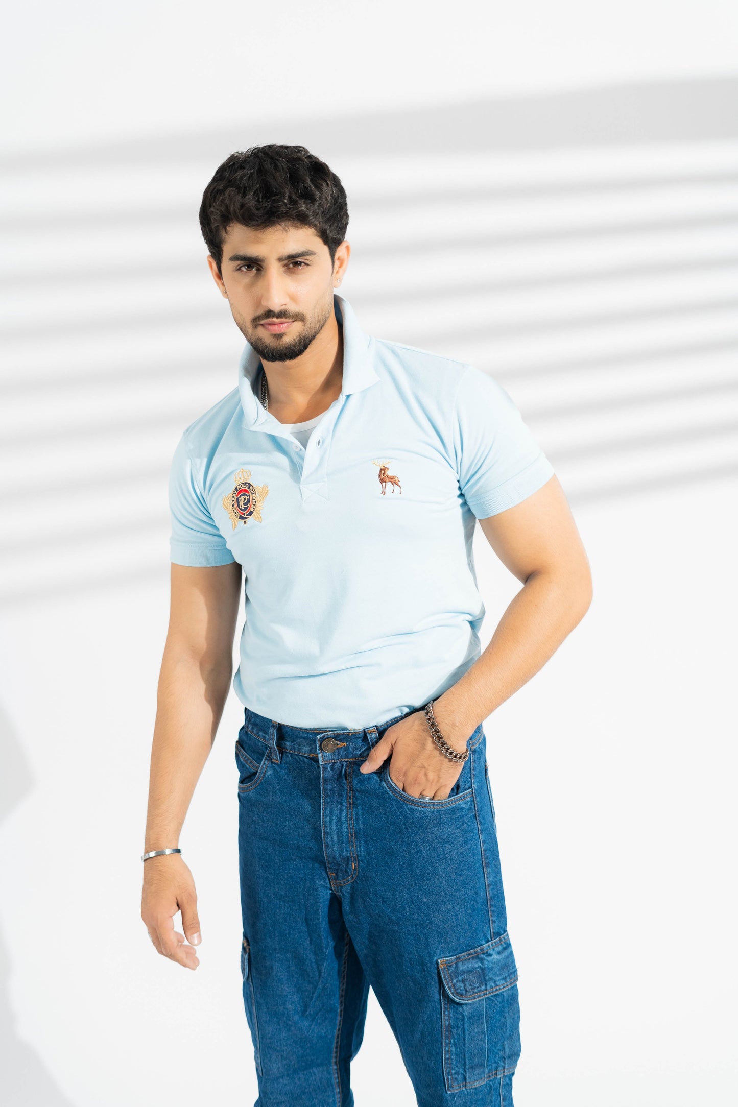 Polo Republica Men's Moose & PRC Crest Embroidered Short Sleeve Polo Shirt