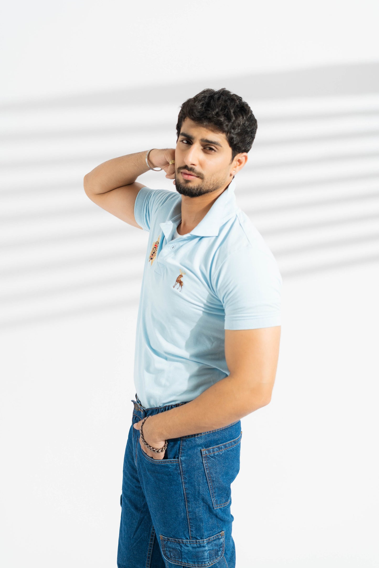 Polo Republica Men's Moose & PRC Crest Embroidered Short Sleeve Polo Shirt