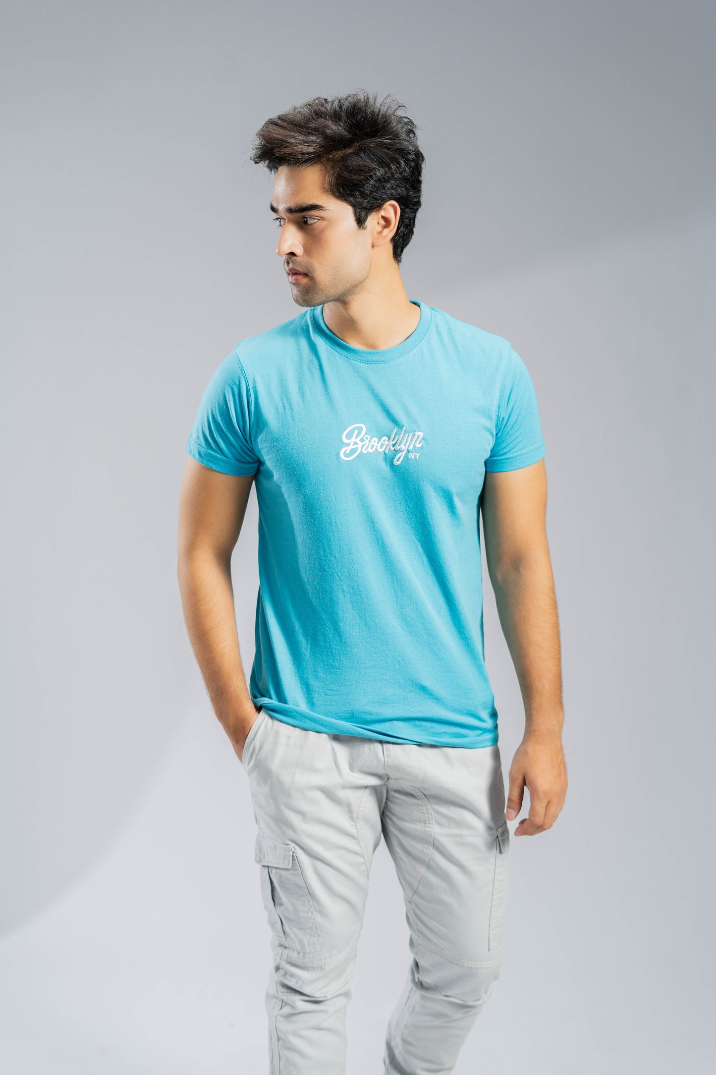 Polo Republica Men's Brooklyn NY Embroidered Crew Neck Tee Shirt