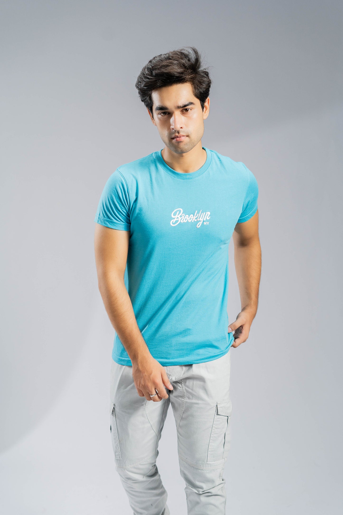 Polo Republica Men's Brooklyn NY Embroidered Crew Neck Tee Shirt