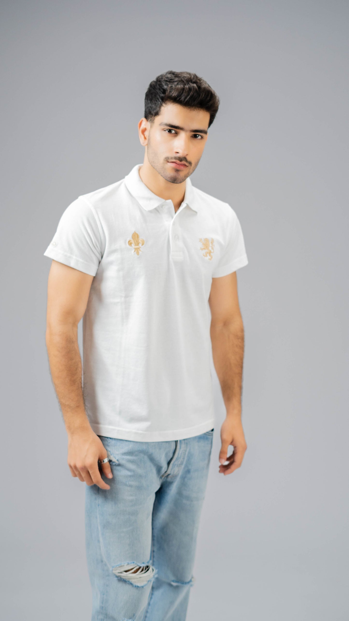 Polo Republica Men's Lion Crest & 9 Polo Embroidered Short Sleeve Polo Shirt