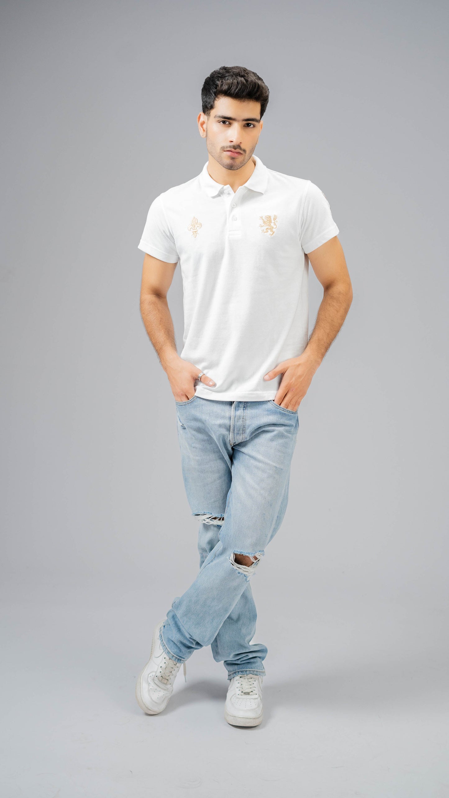 Polo Republica Men's Lion Crest & 9 Polo Embroidered Short Sleeve Polo Shirt