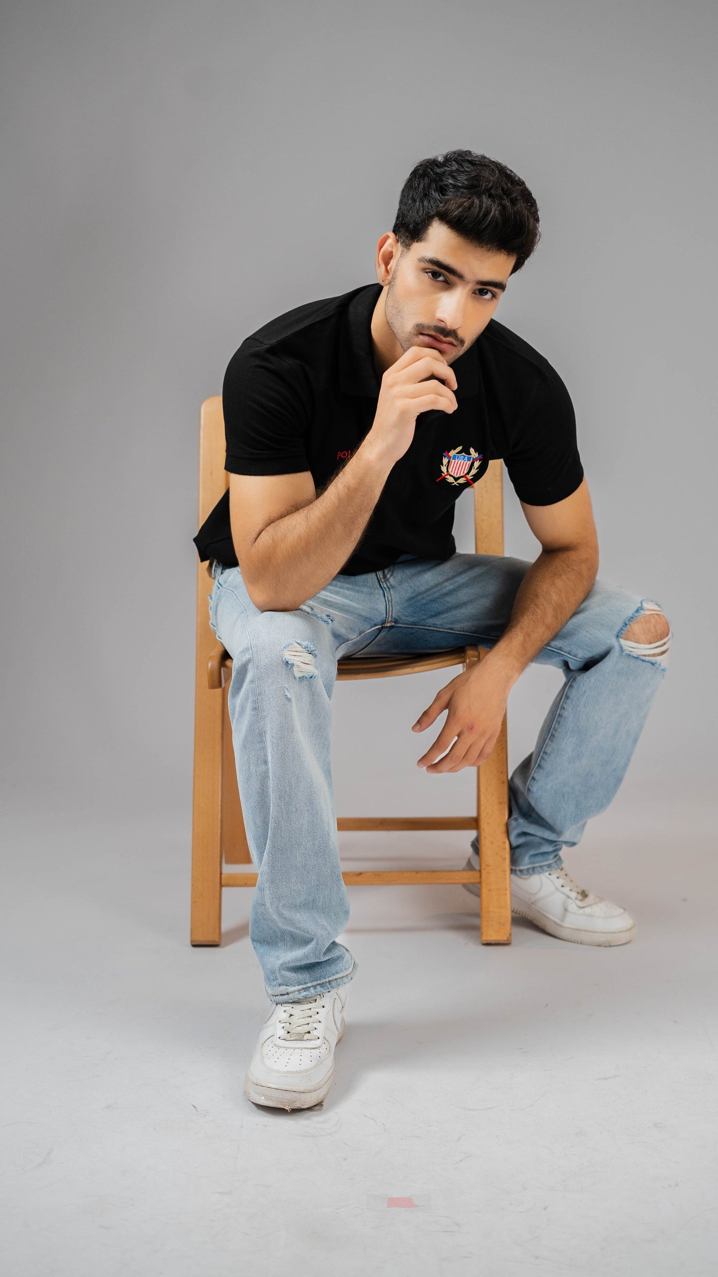 Polo Republica Men's USA & Polo Embroidered Short Sleeve Polo Shirt Men's Polo Shirt Polo Republica