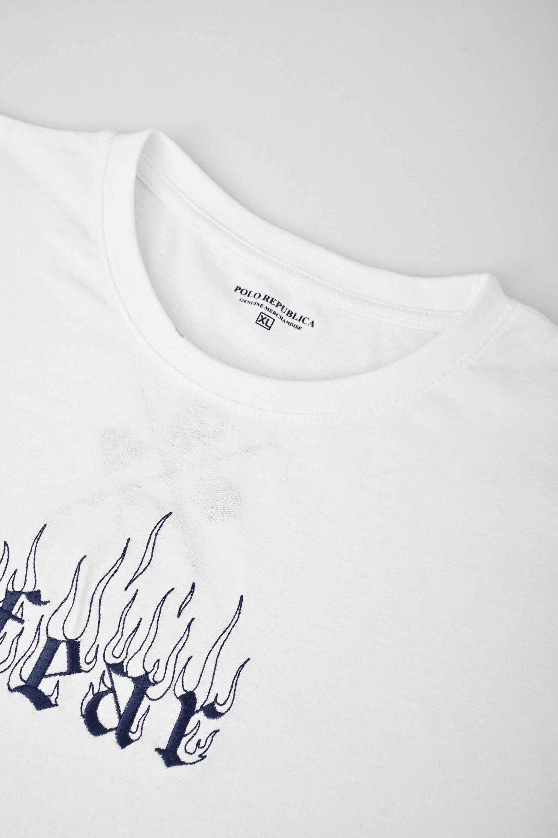 Polo Republica Men's Fear Embroidered Crew Neck Tee Shirt