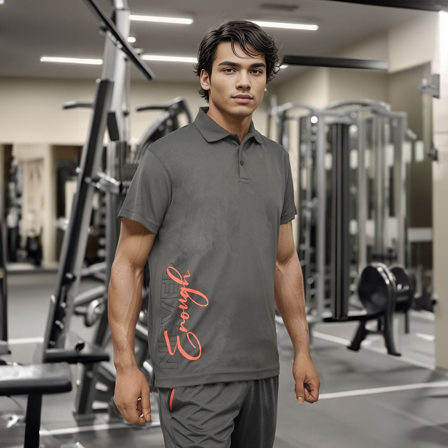 Polo Republica Men's Never Enough Printed Moisture Wicking Activewear Polo Shirt