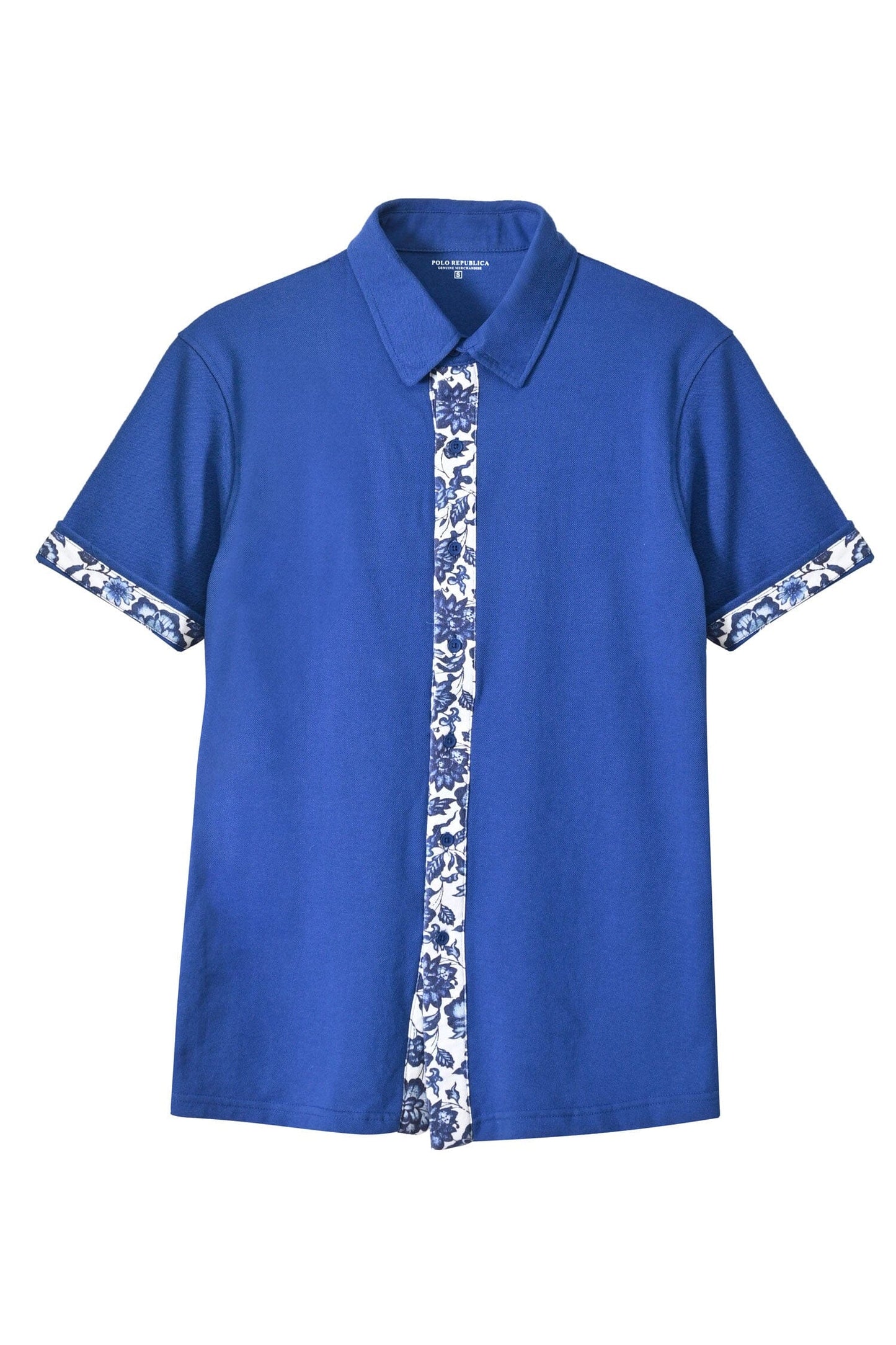 Polo Republica Men's Contrast Panel Short Sleeve Minor Fault Casual Shirt Men's Casual Shirt Polo Republica