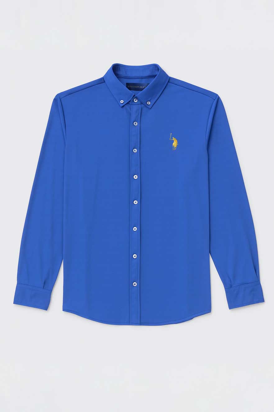 Polo Republica Men's Four-Way Stretch Signature Pony Casual Shirt