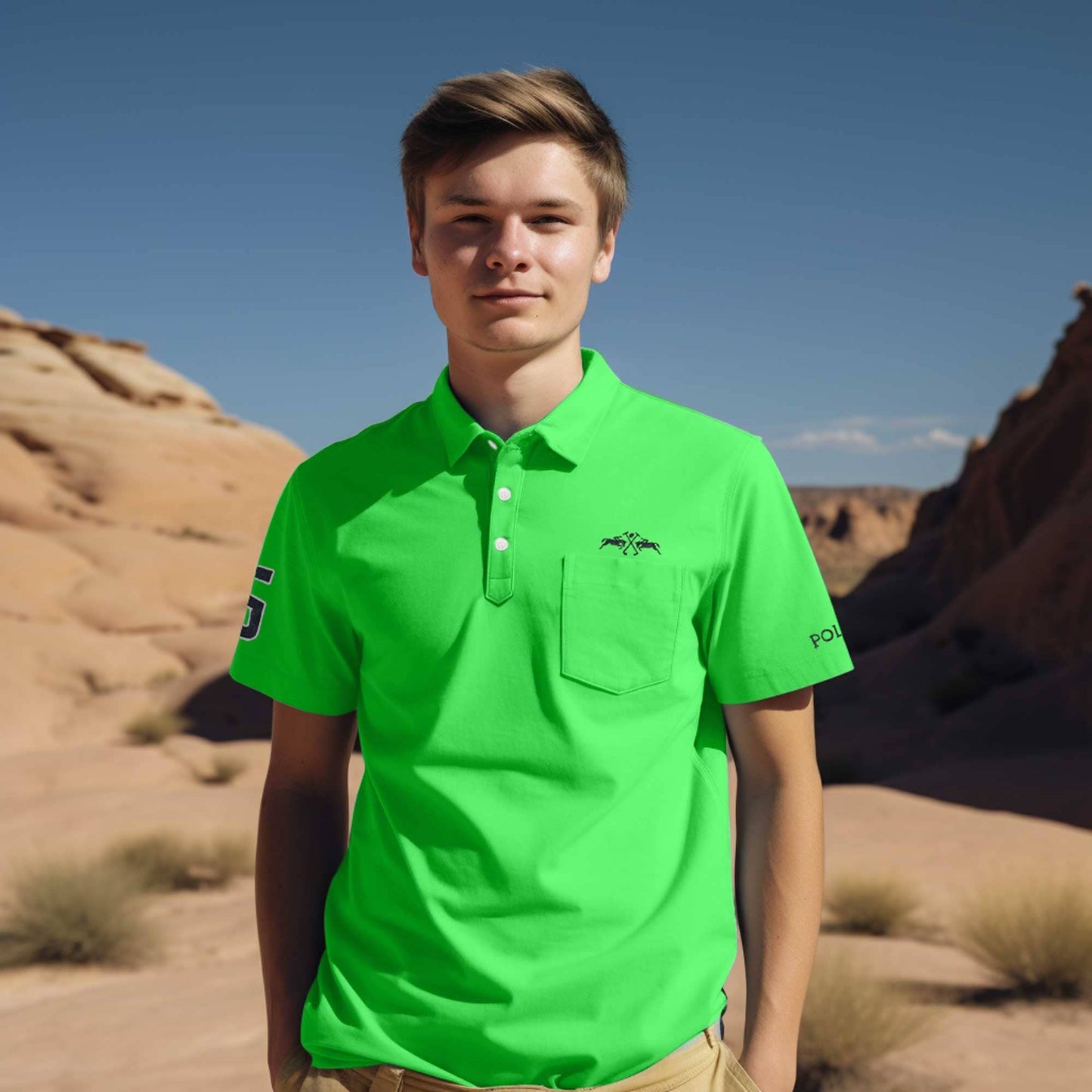 Polo Republica Men's Double Pony Polo & 5 Embroidered Pocket Polo Shirt Men's Polo Shirt Polo Republica