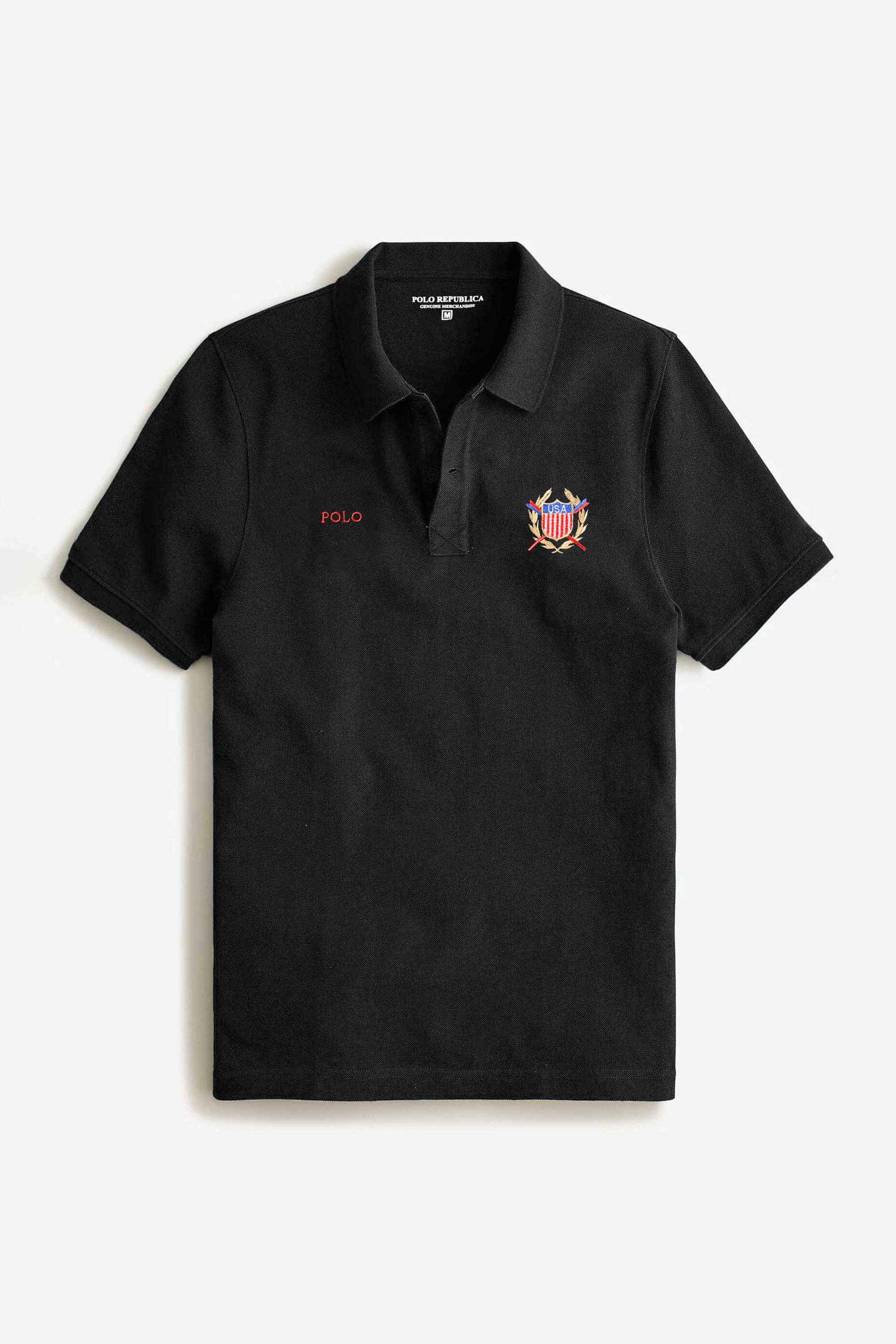 Polo Republica Men's USA & Polo Embroidered Short Sleeve Polo Shirt Men's Polo Shirt Polo Republica