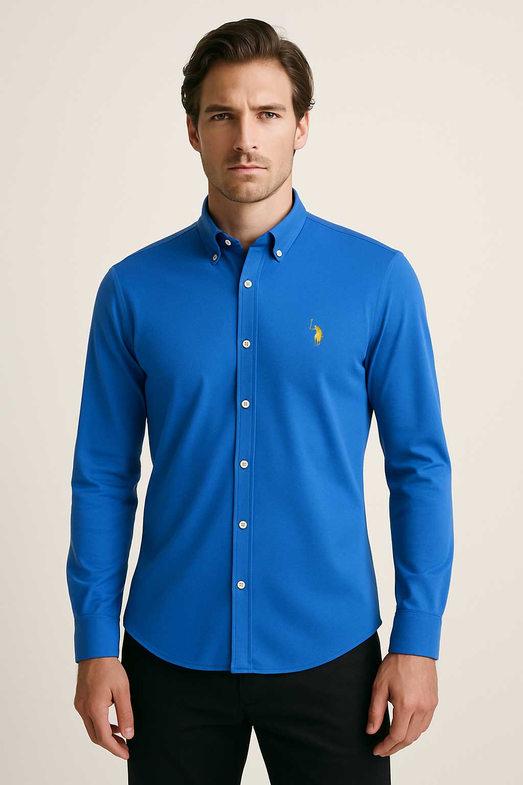Polo Republica Men's Four-Way Stretch Signature Pony Casual Shirt