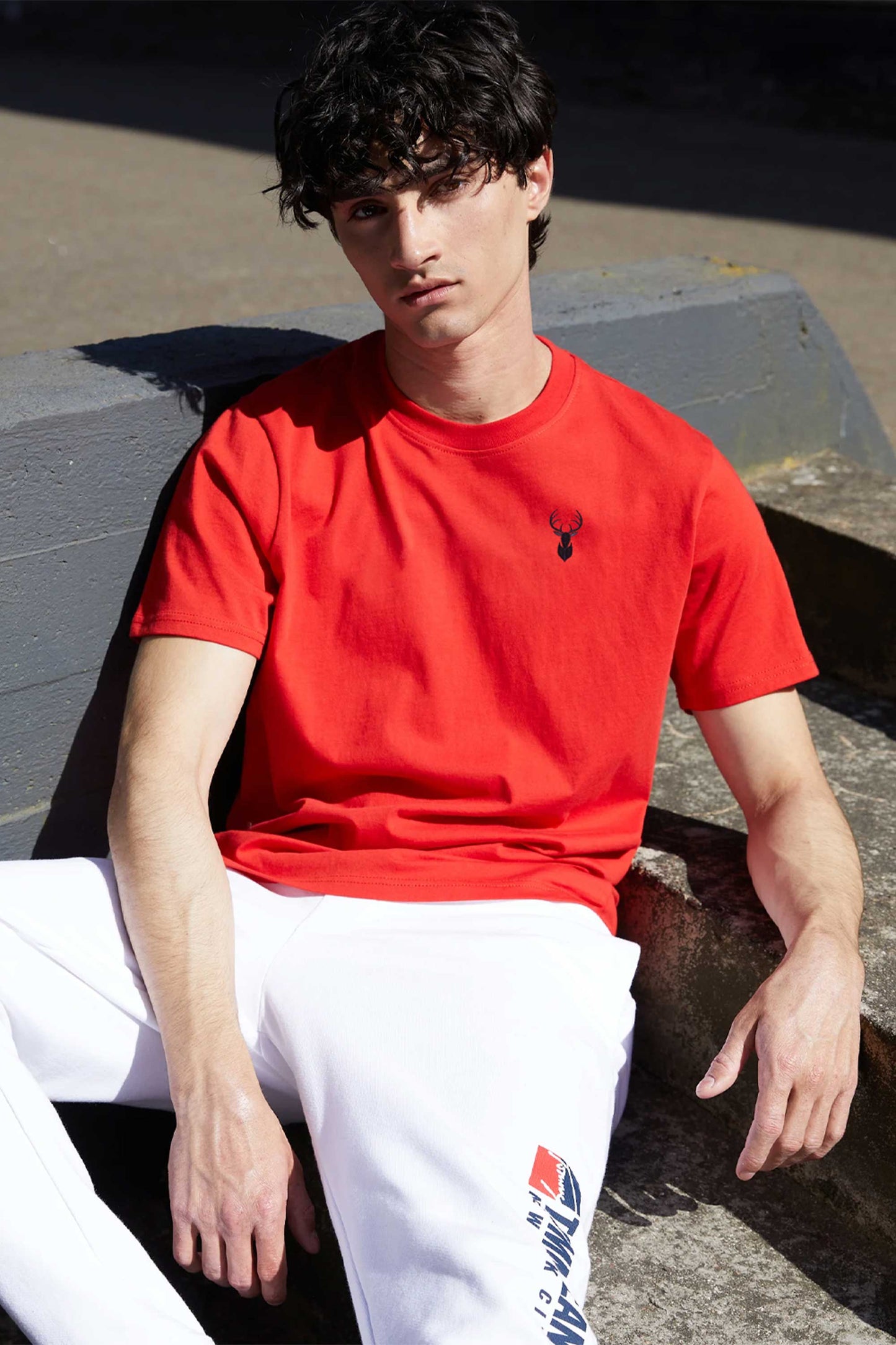 Polo Republica Men's Deer Embroidered Crew Neck Tee Shirt Men's Tee Shirt Polo Republica