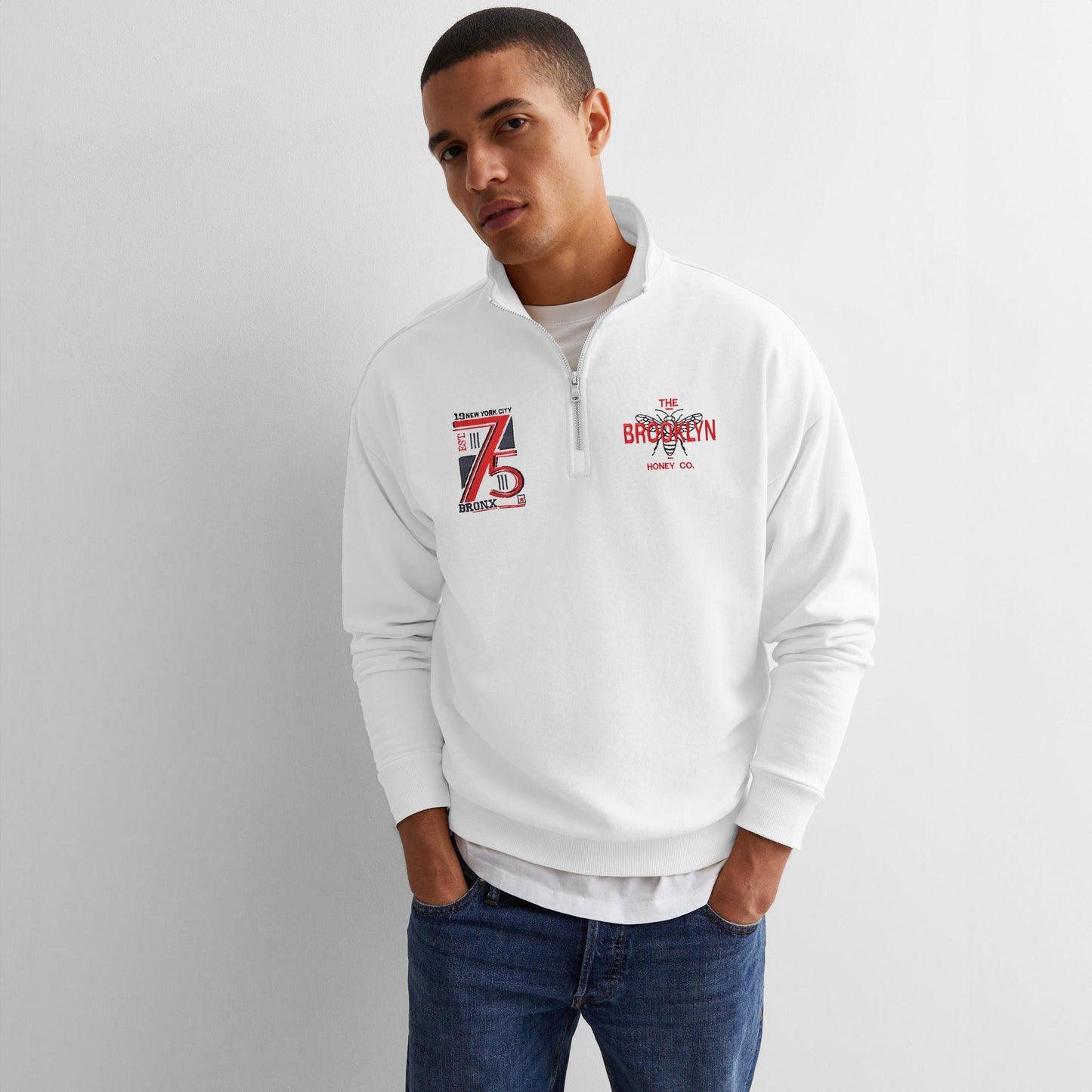 Polo Republica Men's Brooklyn 75 Embroidered Quarter Zipper Sweat Shirt