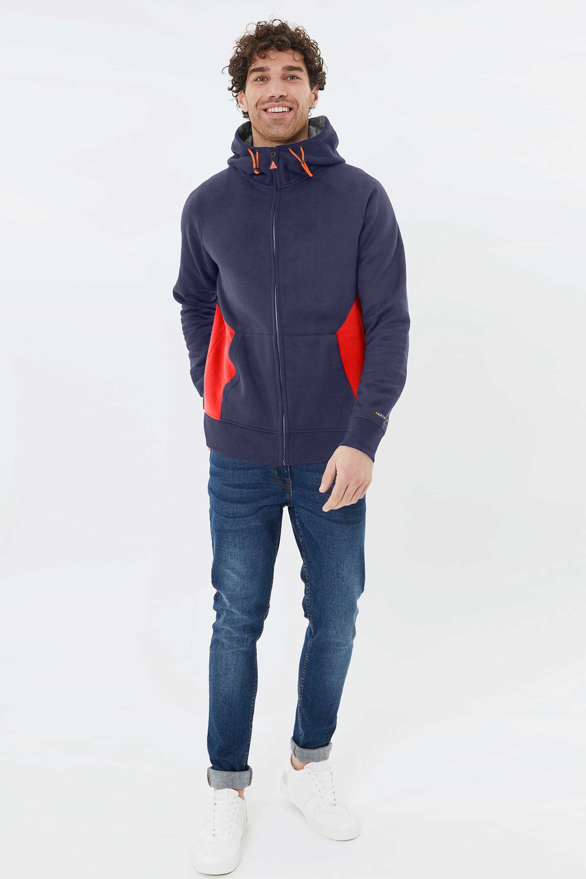 Axinite Unisex AX 96 Contrast Panel Fleece Zipper Hoodie Unisex Zipper Hoodie Image