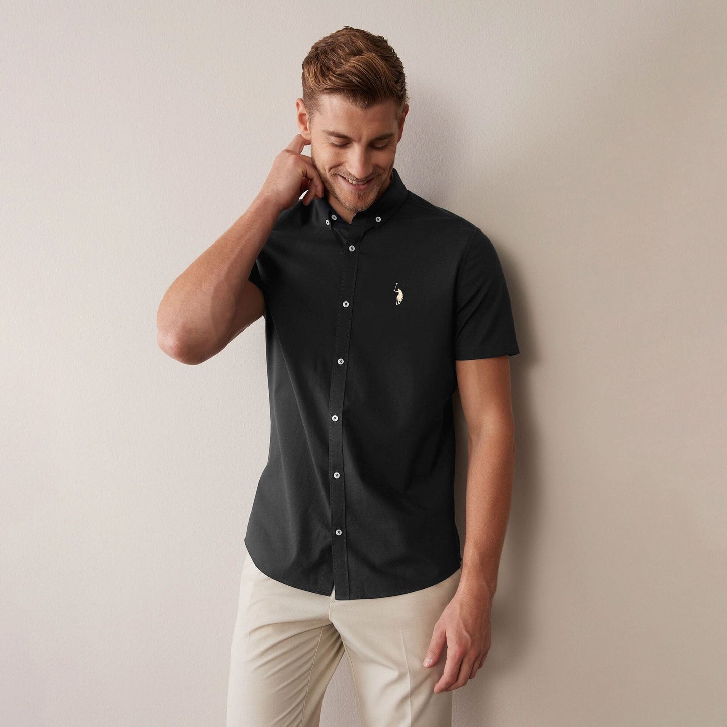 Polo Republica Men's Signature Pony Embroidered Pique Casual Shirt Men's Casual Shirt Polo Republica Black S