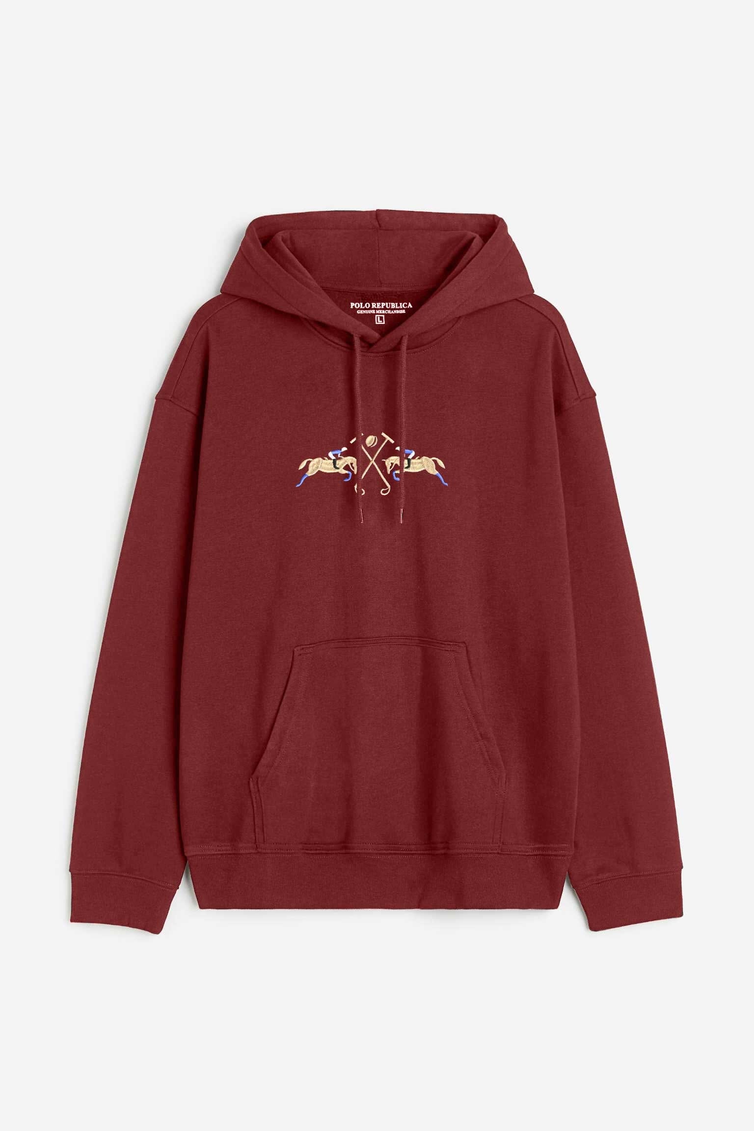 Polo Republica Men's Double Horse Embroidered Fleece Pullover Hoodie Men's Zipper Hoodie Polo Republica