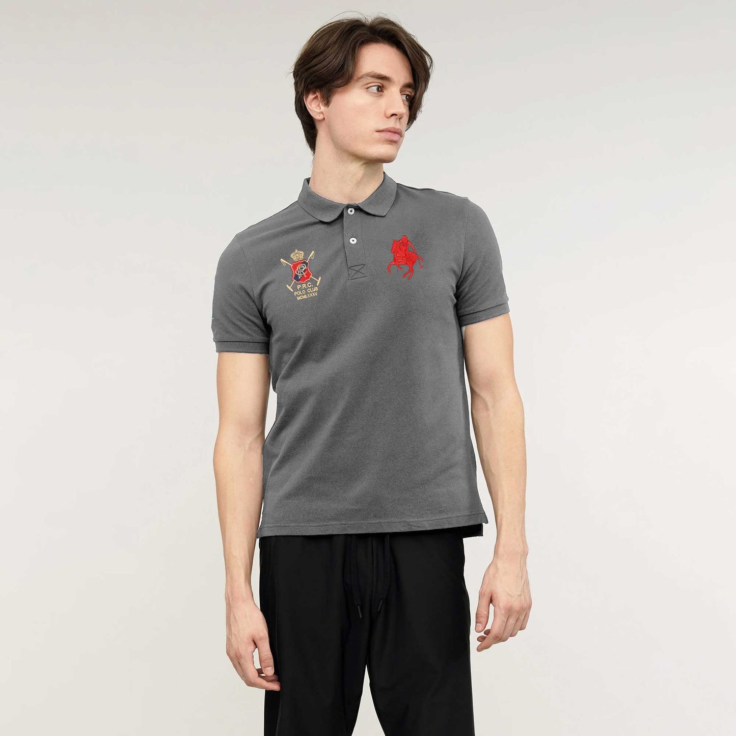 Polo Republica Men's Horse Rider & PR Crest Embroidered Short Sleeve Polo Shirt