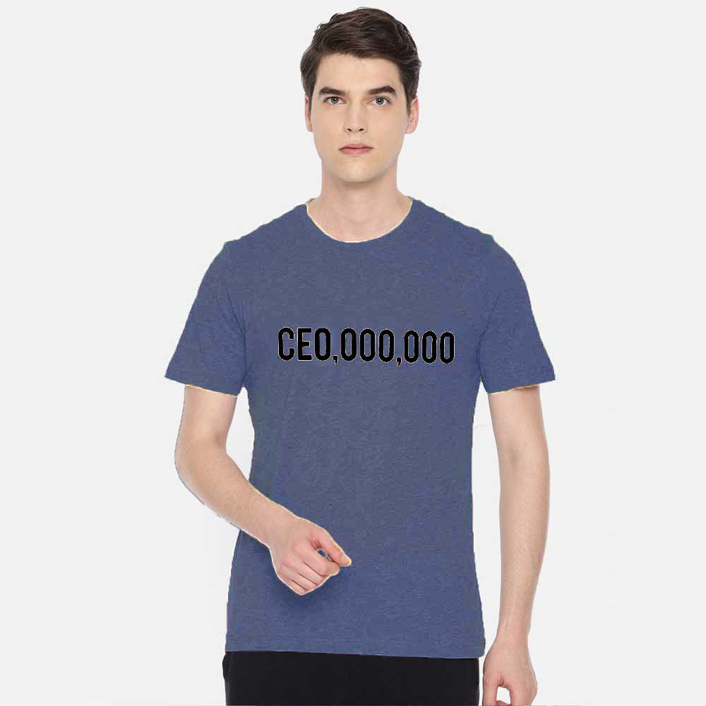 Men's Printed Crew Neck Tee Shirt CEO Millionaire Men's Tee Shirt Image Powder Blue & Black XS
