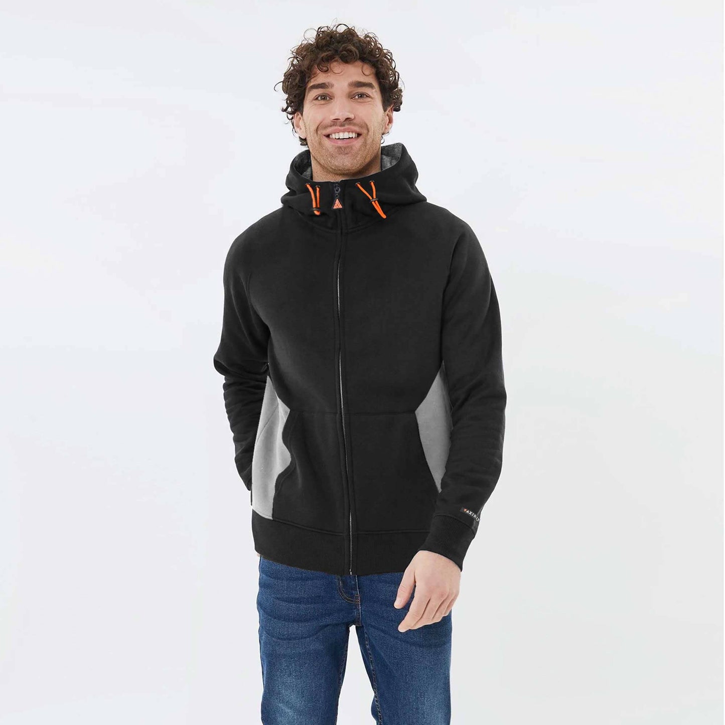 Axinite Unisex AX 96 Contrast Panel Fleece Zipper Hoodie Unisex Zipper Hoodie Image