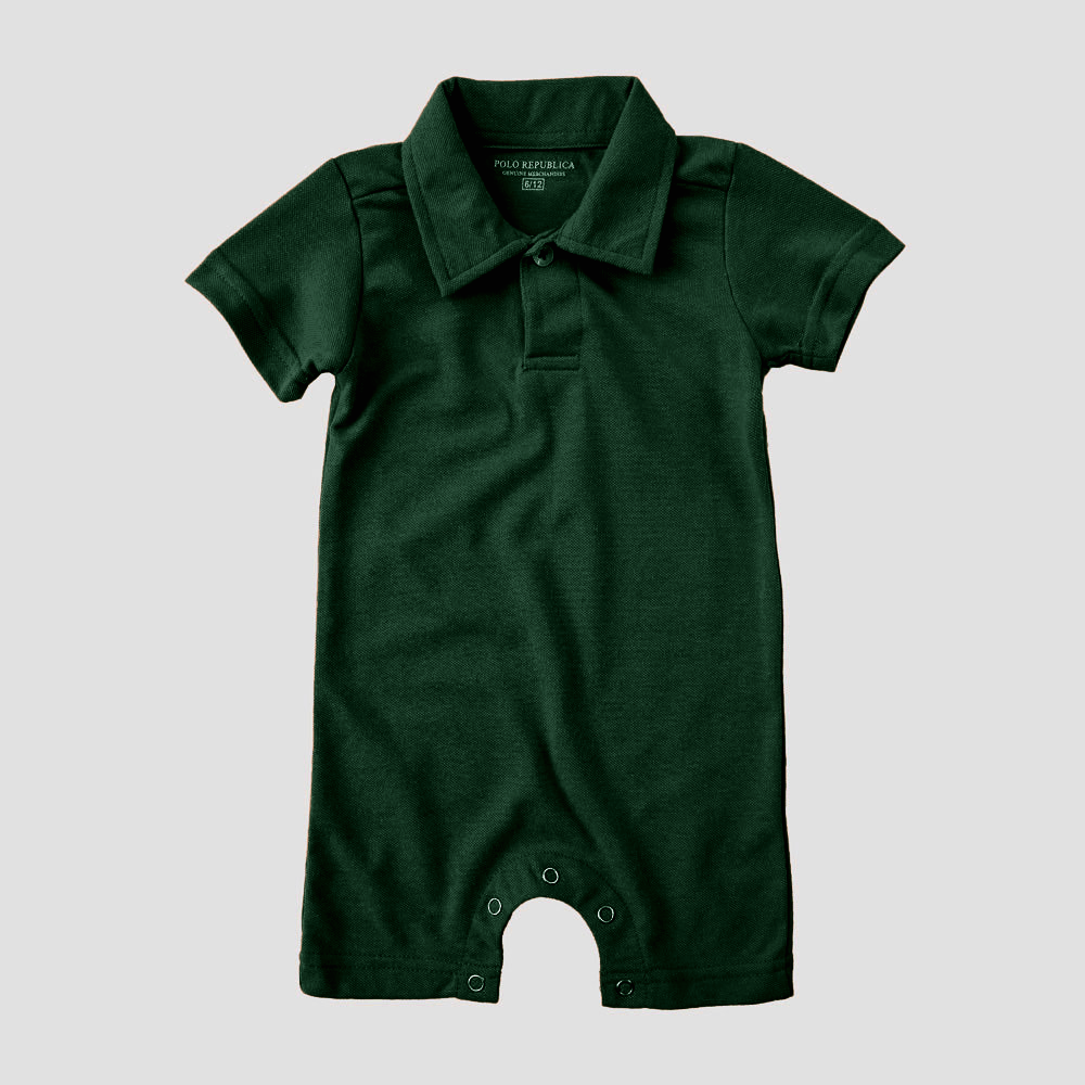 Polo Republica Zodian Short Sleeve Baby Romper Romper Polo Republica Bottle Green 0-3 Months