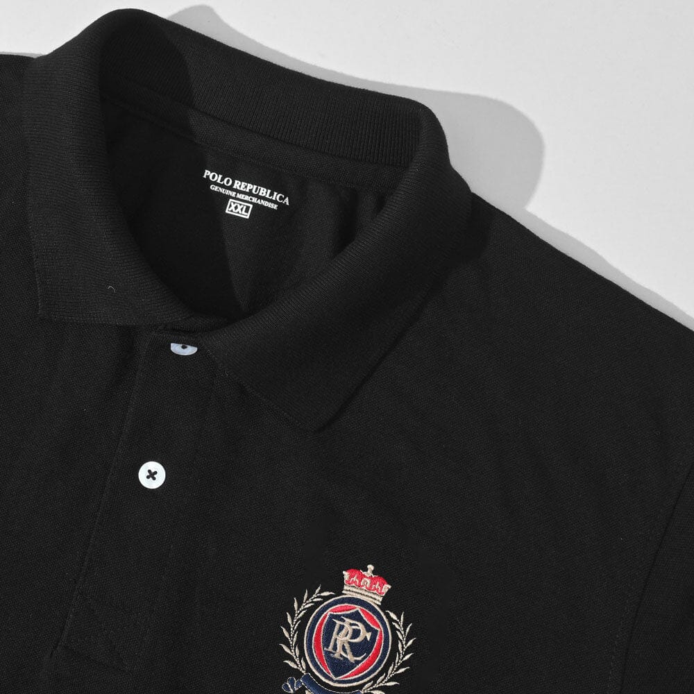 Polo Republica Men's PRC Crest & 5 Embroidered Short Sleeve Polo Shirt Men's Polo Shirt Polo Republica