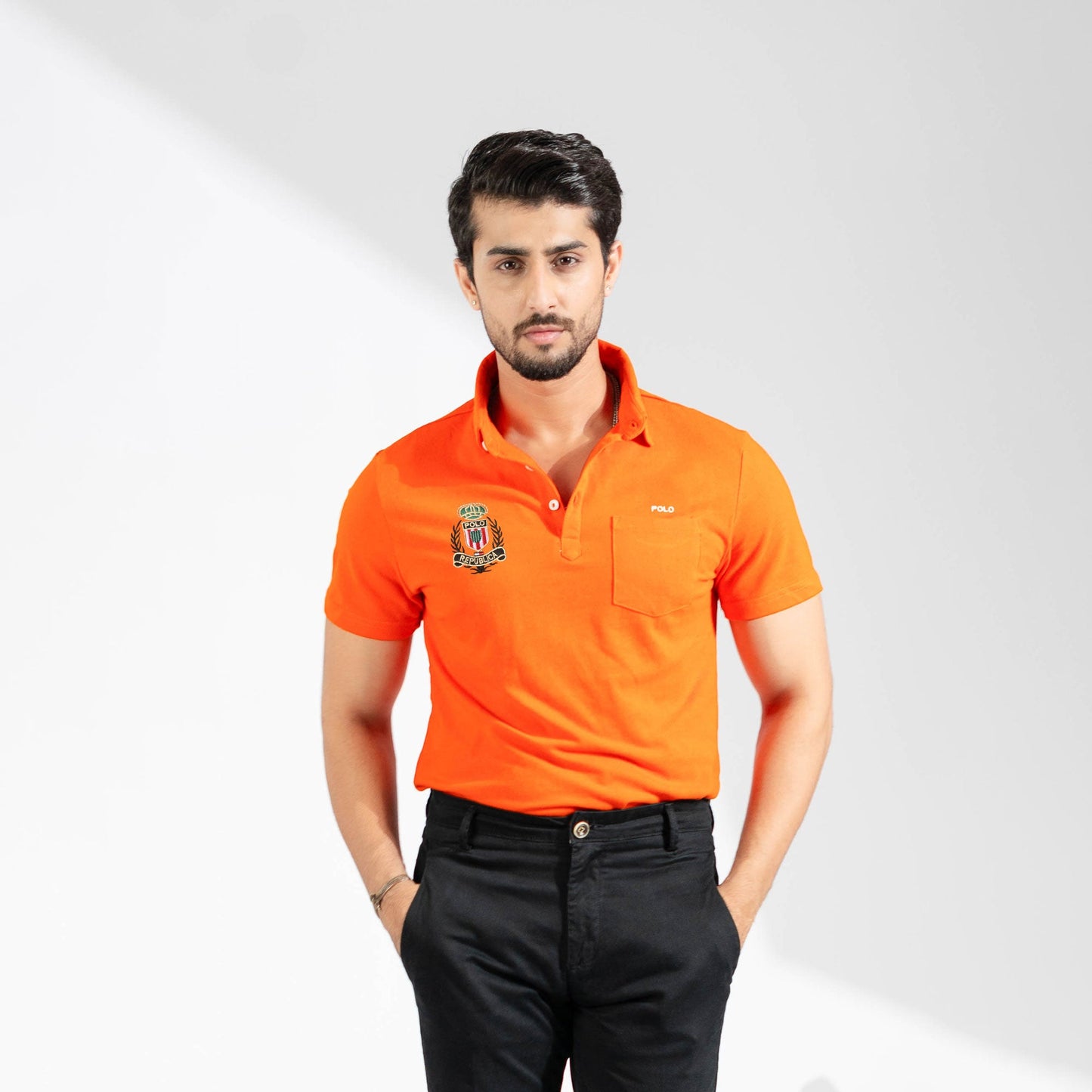 Polo Republica Men's Polo Crest Embroidered Pocket Polo Shirt