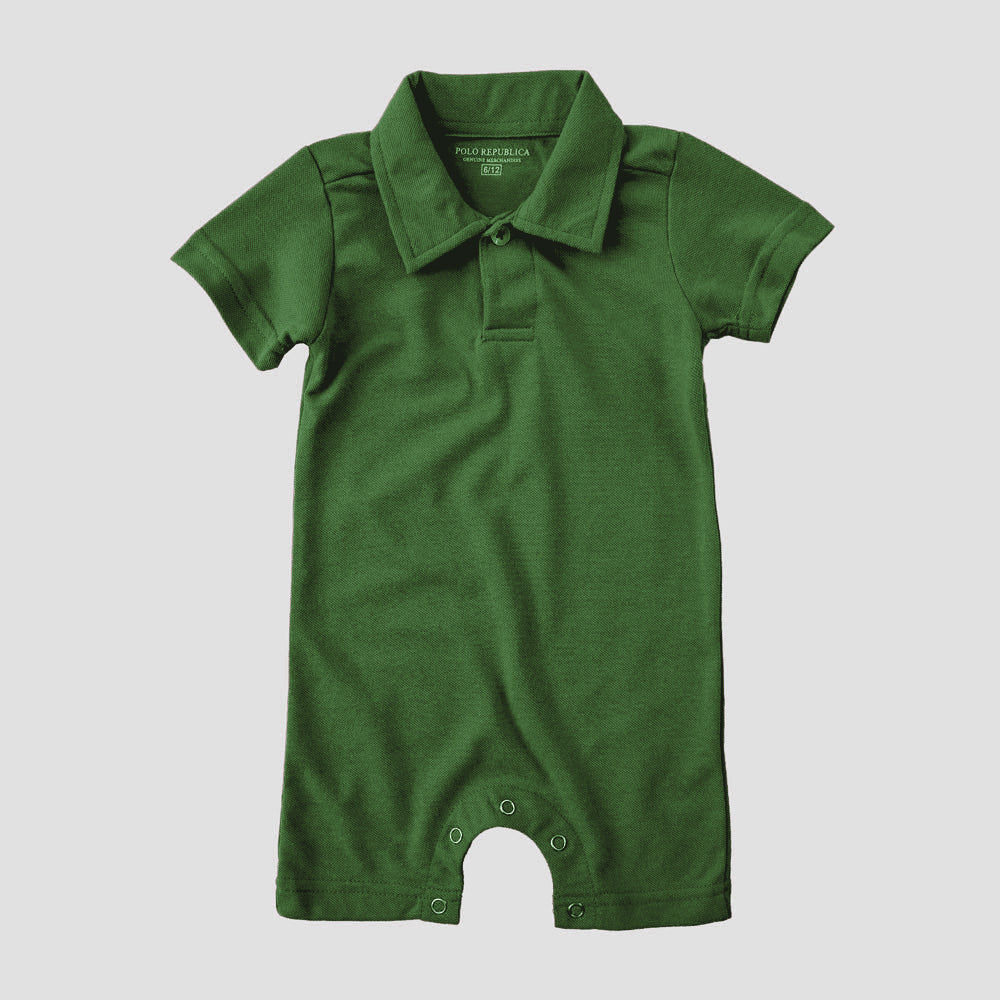 Polo Republica Zodian Short Sleeve Baby Romper Romper Polo Republica Olive Green 0-3 Months