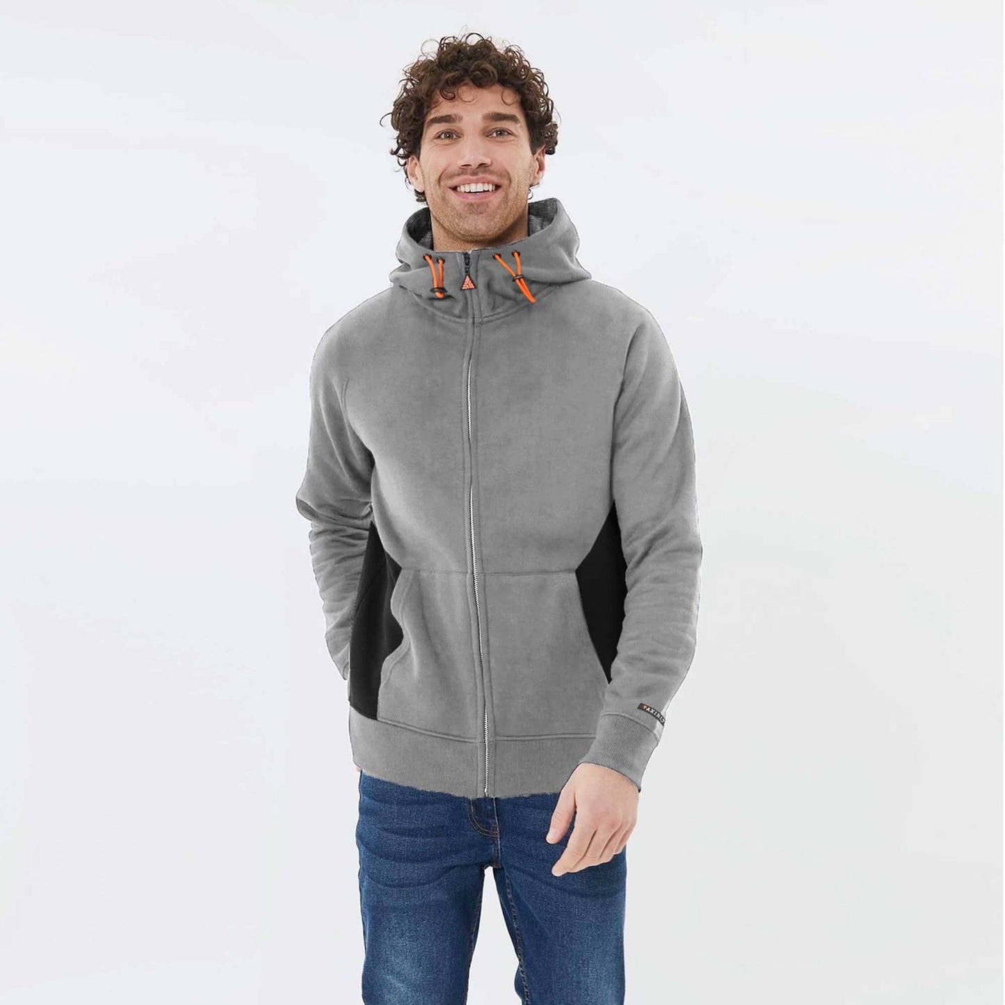 Axinite Unisex AX 96 Contrast Panel Fleece Zipper Hoodie Unisex Zipper Hoodie Image