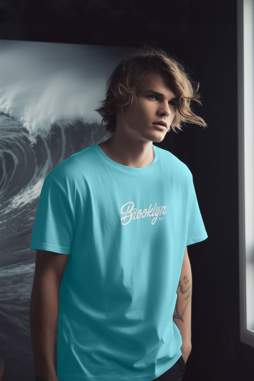 Polo Republica Men's Brooklyn NY Embroidered Crew Neck Tee Shirt