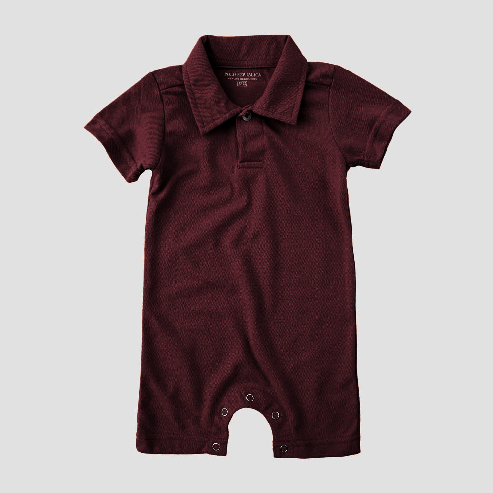 Polo Republica Zodian Short Sleeve Baby Romper Romper Polo Republica Maroon 0-3 Months